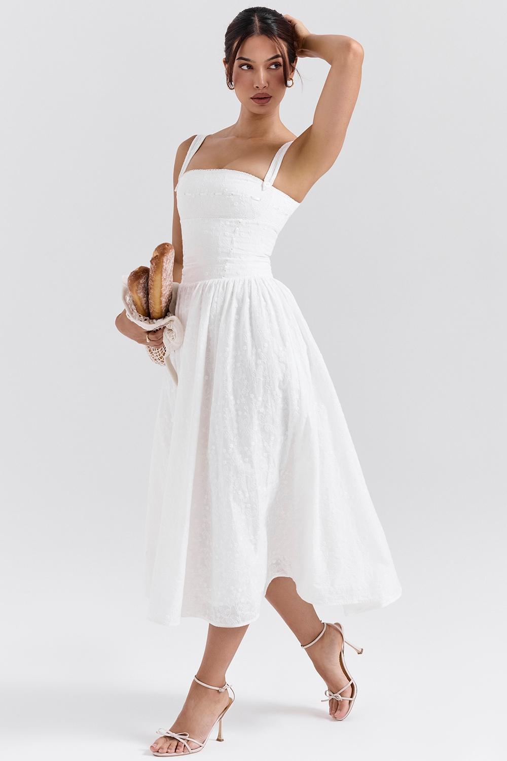 Vivien  white broderie anglais midi sundress Product Image