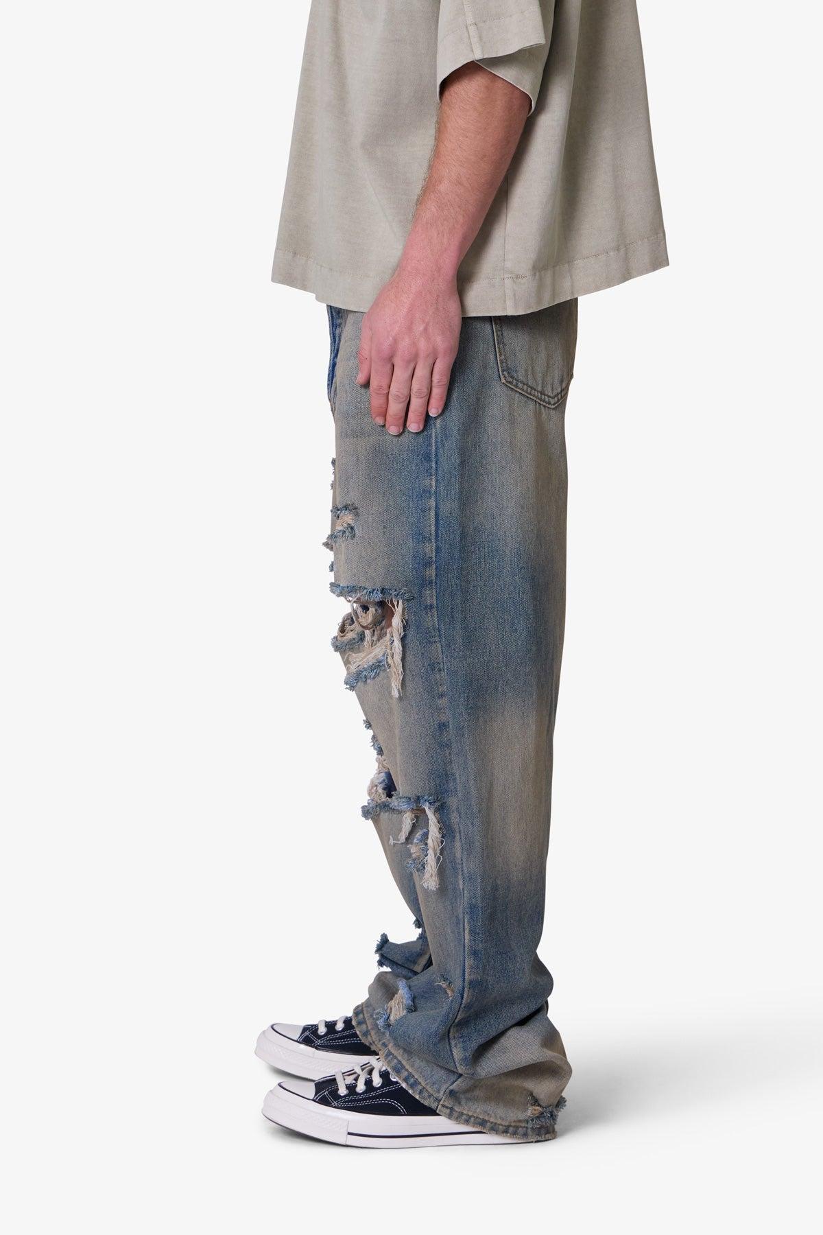 Ultra Baggy Orange Dusted Denim - Blue Product Image