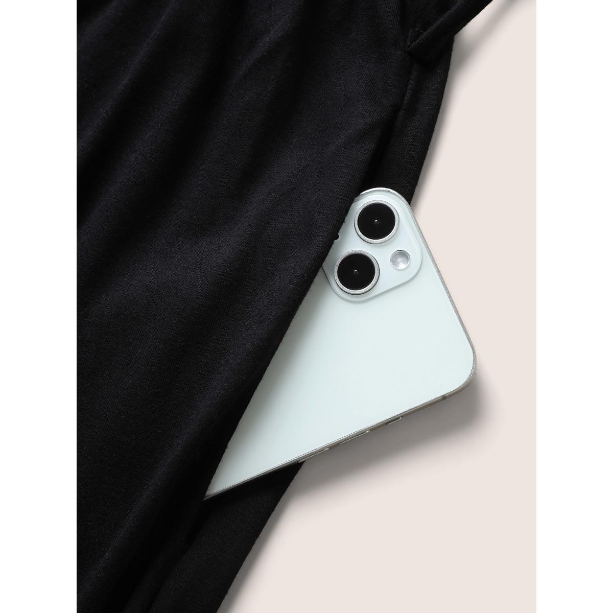 Plus Size Black Supersoft Essentials Plain Button Detail Belted Jumpsuit Women Leisure Sleeveless Non Casual Loose Jumpsuits BloomChic 10/M Product Image