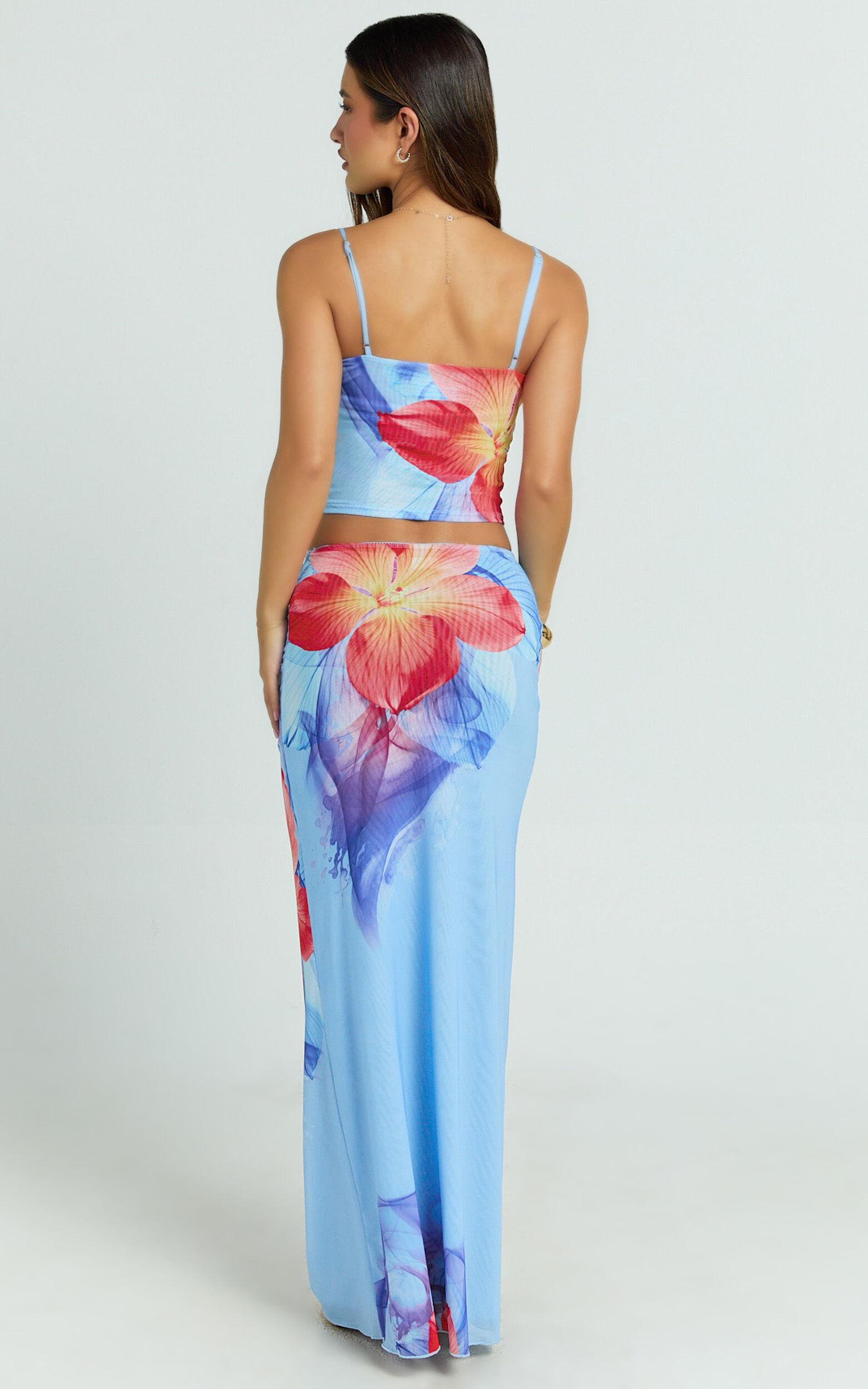 Lilly Maxi Skirt - Mesh Low Waist Skirt in Electric Orchid Product Image