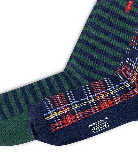 Polo Ralph Lauren Big & Tall Plaid and Stripe Socks 2-Pack Product Image