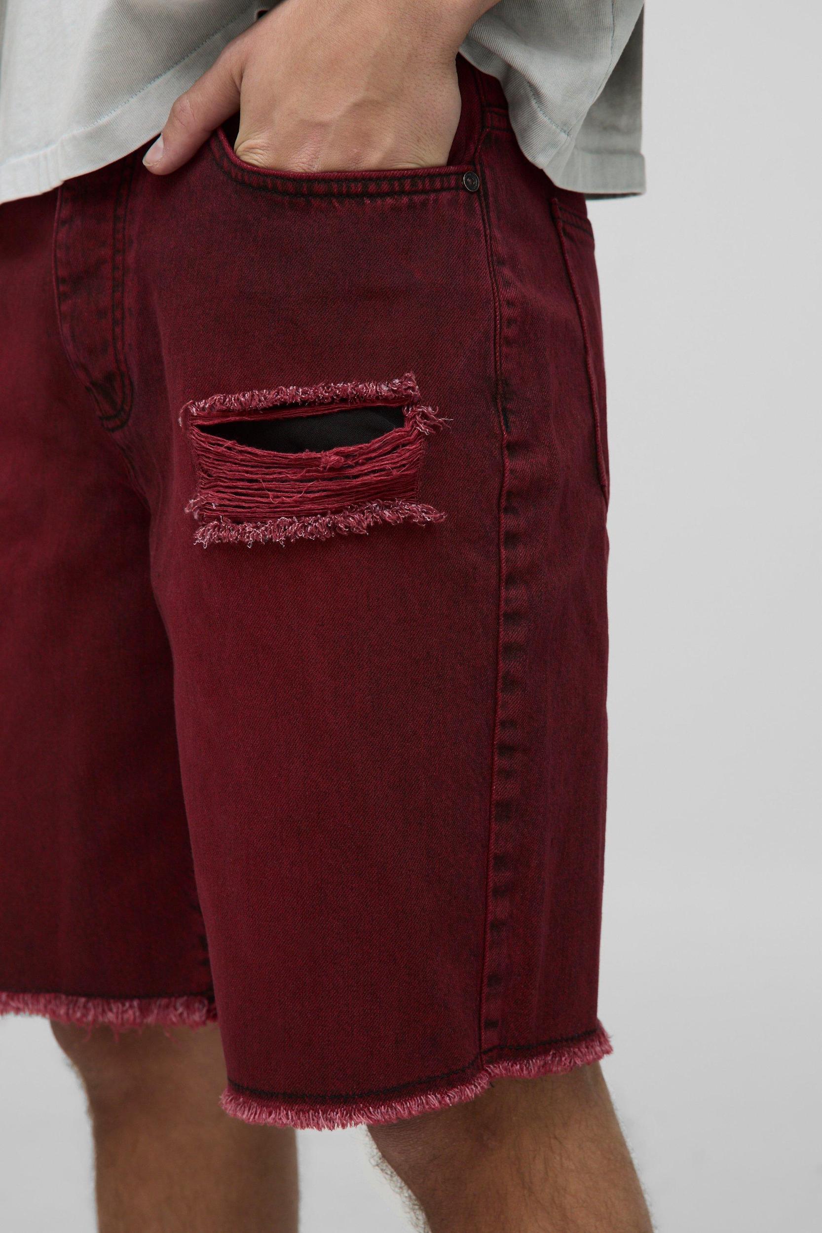 Relaxed Fit Ripped Tinted Jean Shorts | boohooMAN USA Product Image