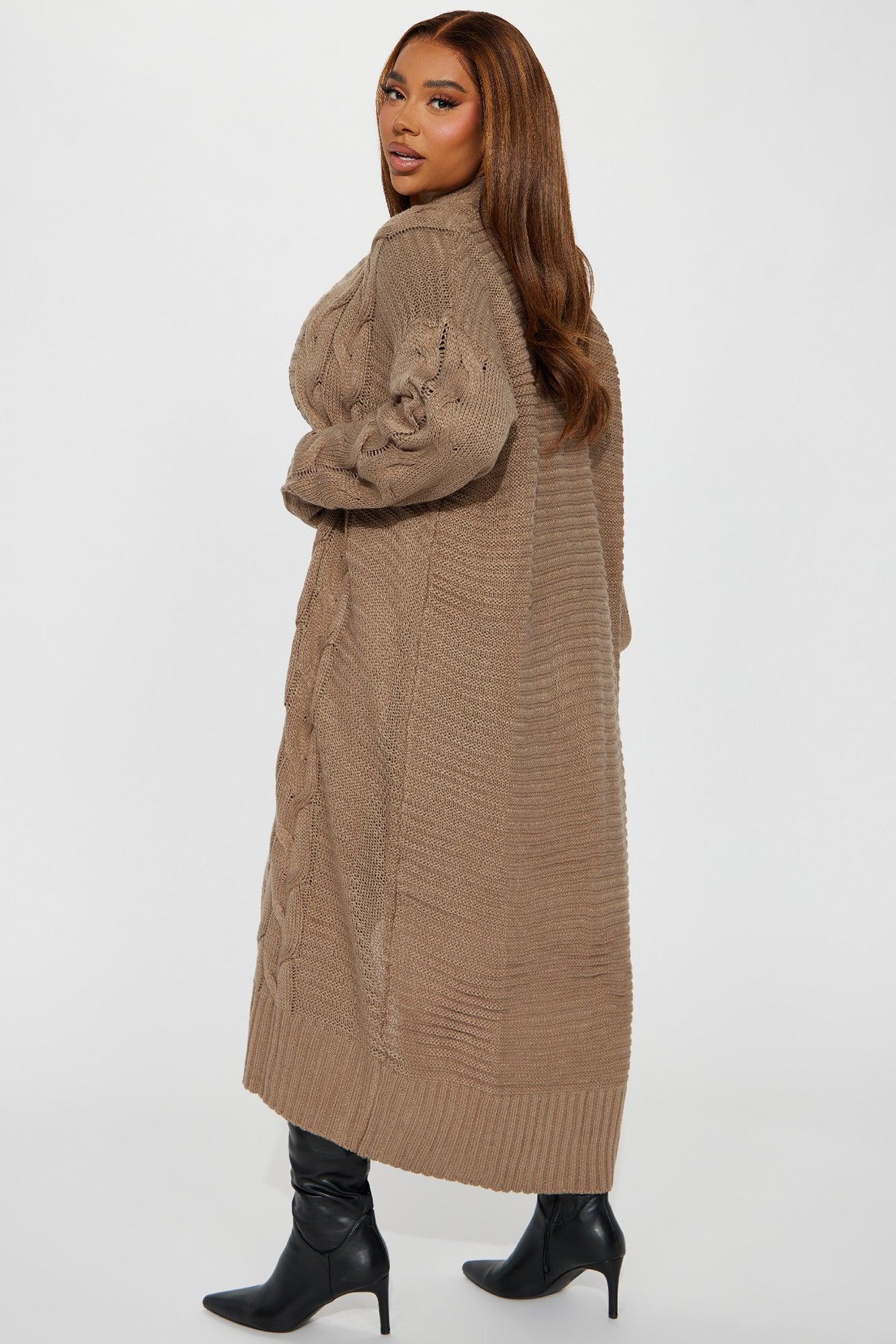 Aneria Long Cardigan - Taupe Product Image