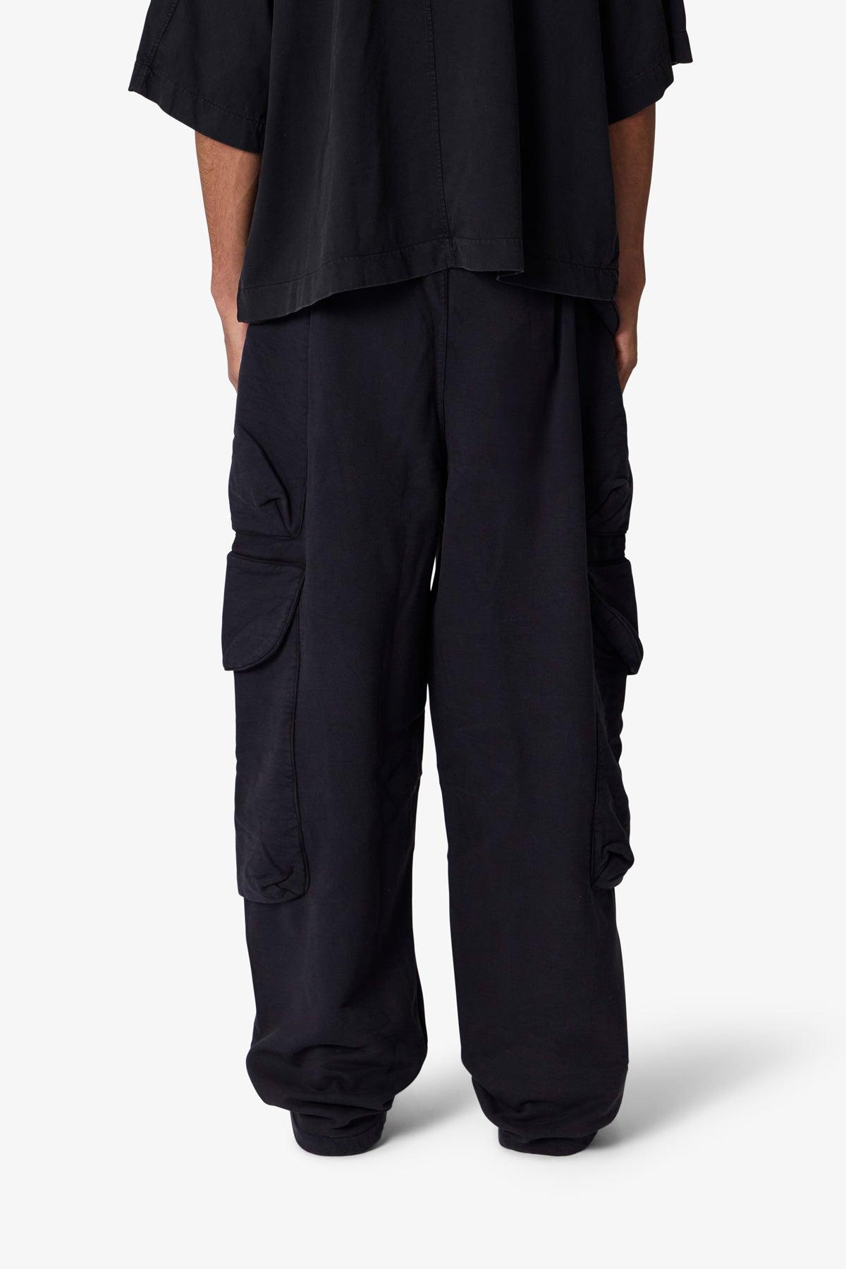 Side Cargo Pocket Sweatpants - Washed Black Product Image