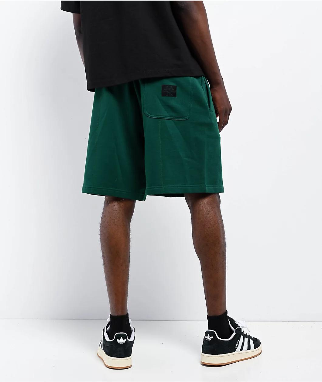 adidas Originals Shmoofoil Featherweight Dark Green Sweat Shorts Product Image
