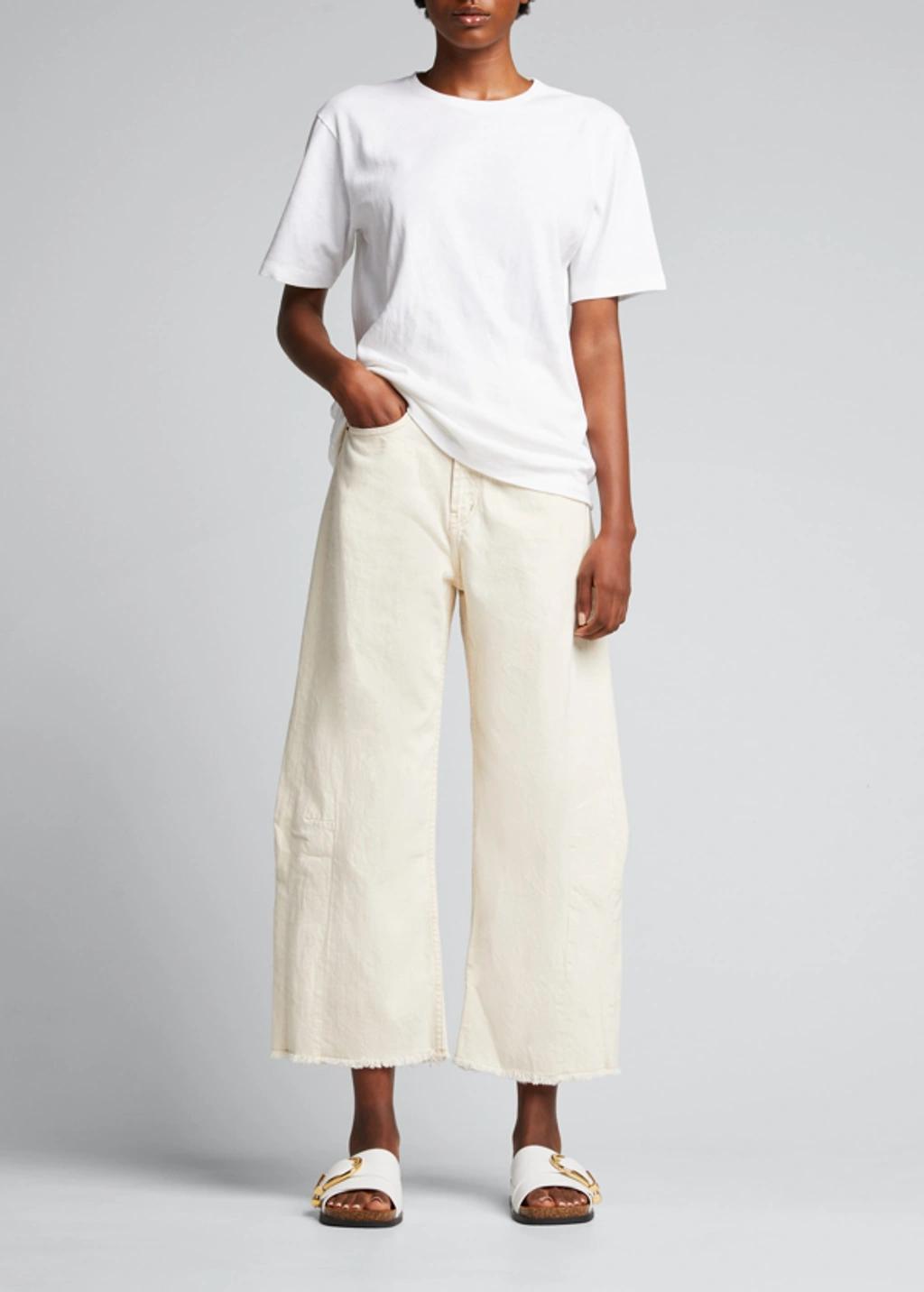 KHAITE Womens White Mae Brand-patch Cotton-jersey T-shirt In Cream Product Image