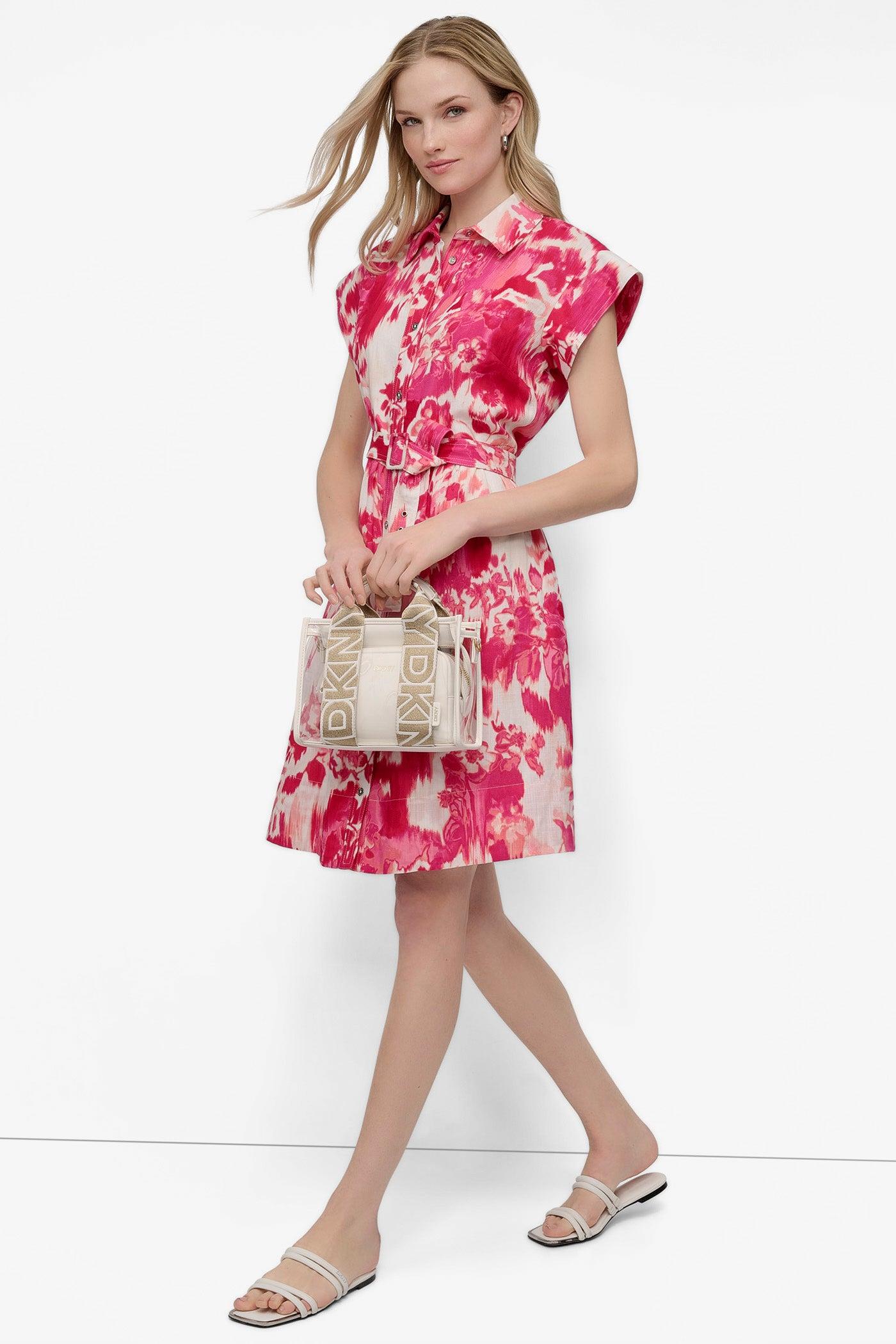 BELTED FLORAL SHIRT DRESS Product Image