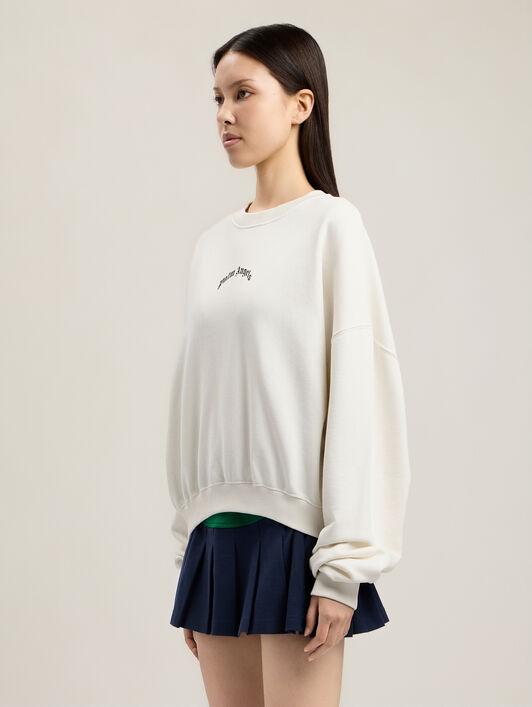 Curved Logo Loose Crop Sweatshirt Product Image