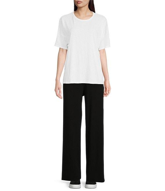 Eileen Fisher Tencel™ Lyocell Stretch Knit Jersey Wide Leg Pull-On Pants Product Image