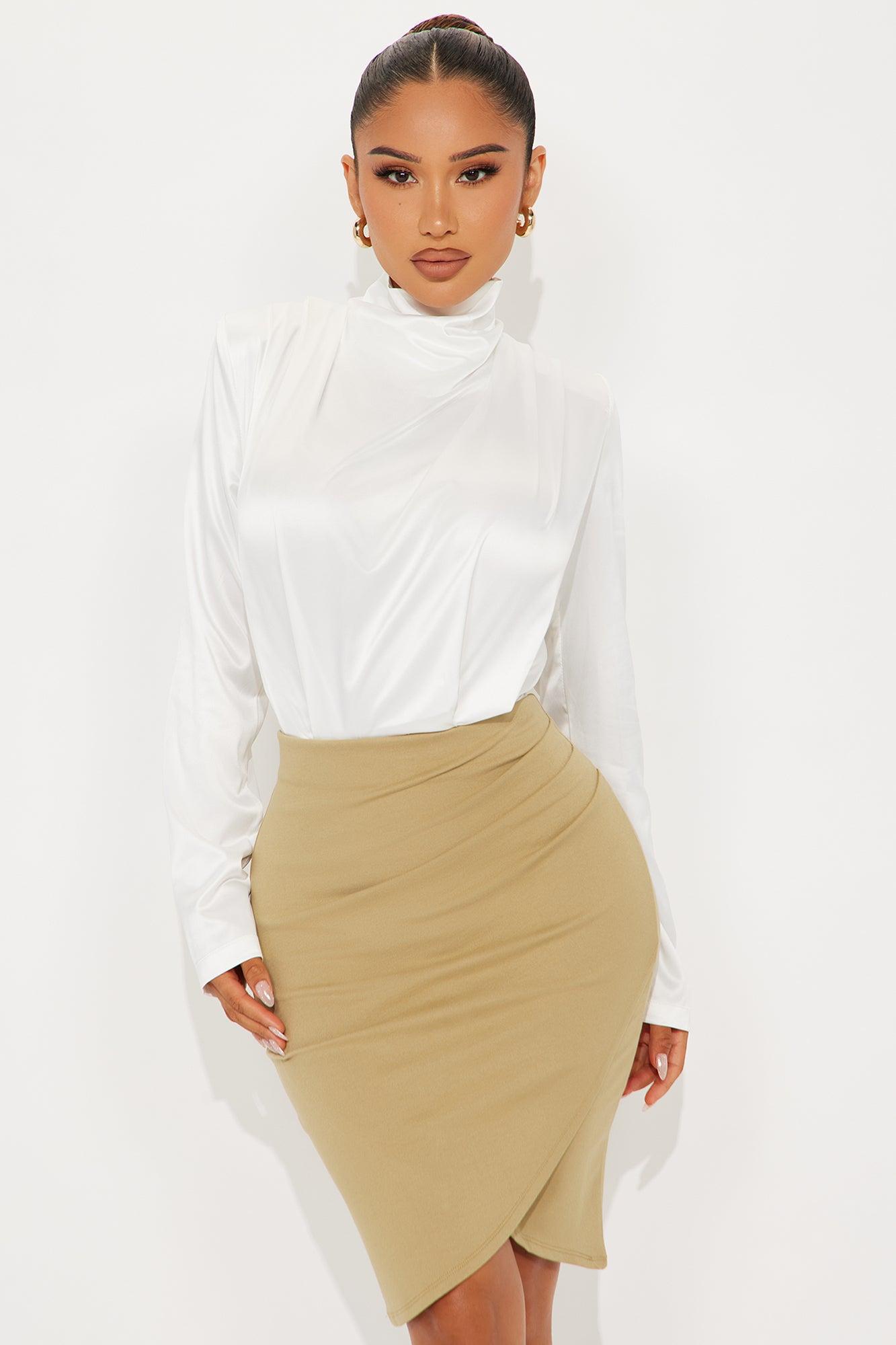 Alessandra Satin Bodysuit - White Female Product Image