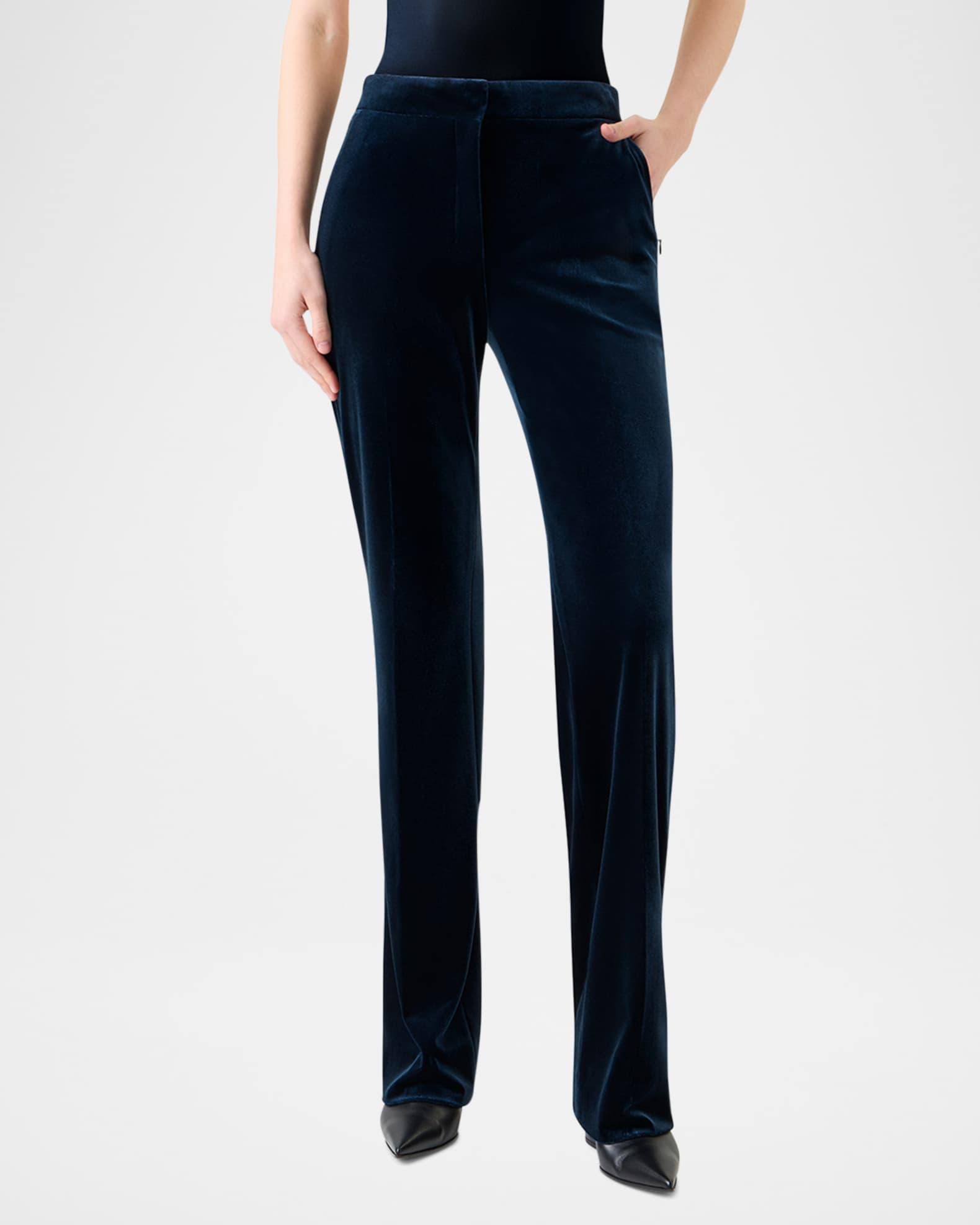 Carl Techno Velvet Stretch Straight-Leg Pants Product Image