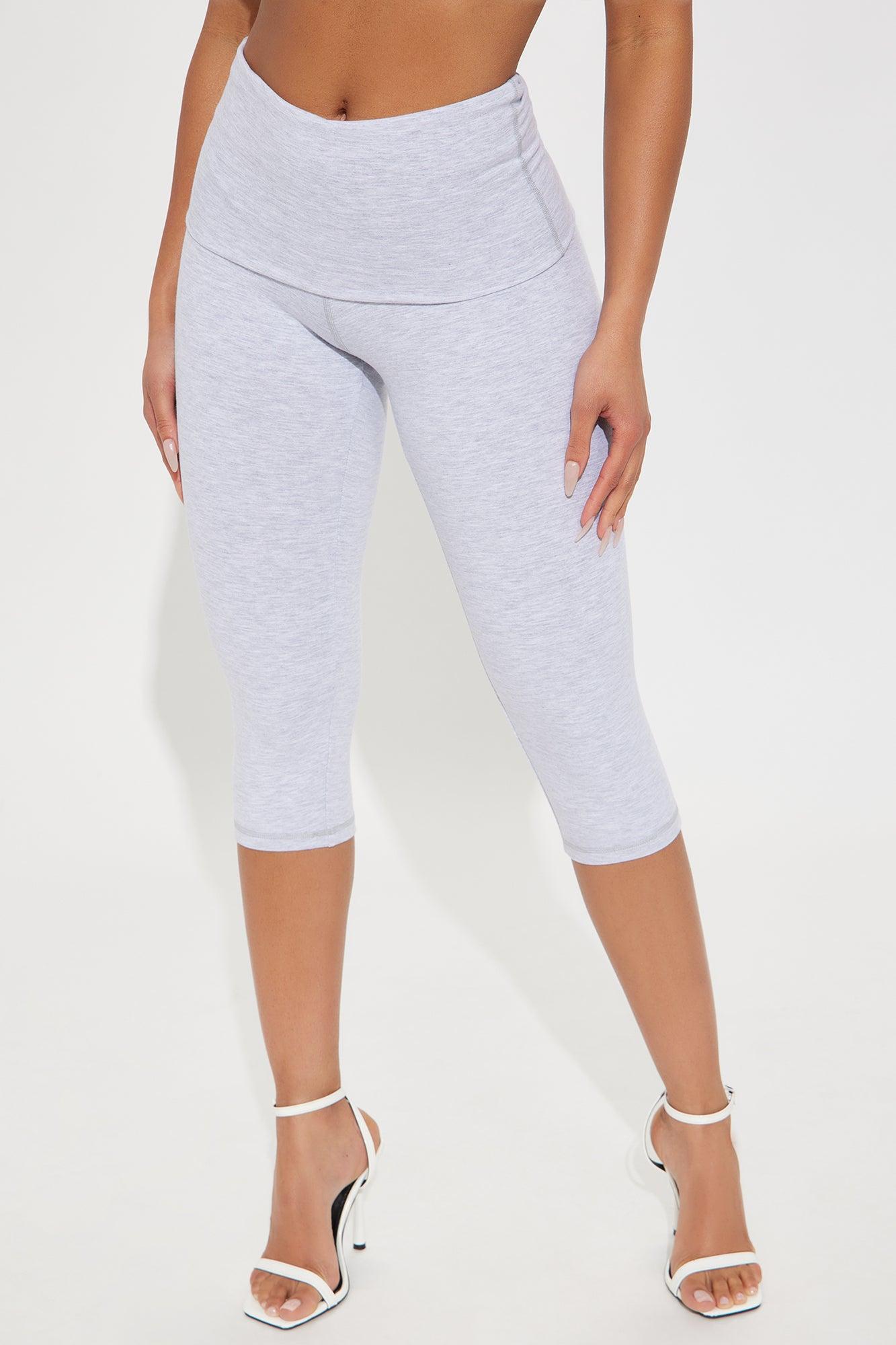 Amaris Foldover Capri Legging - Heather Grey Product Image
