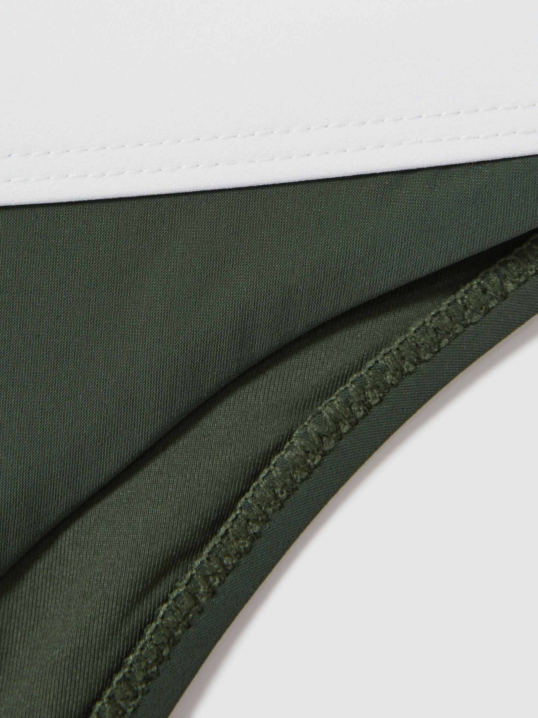 Contrast Trim Bikini Bottoms in Dark Green/White Product Image