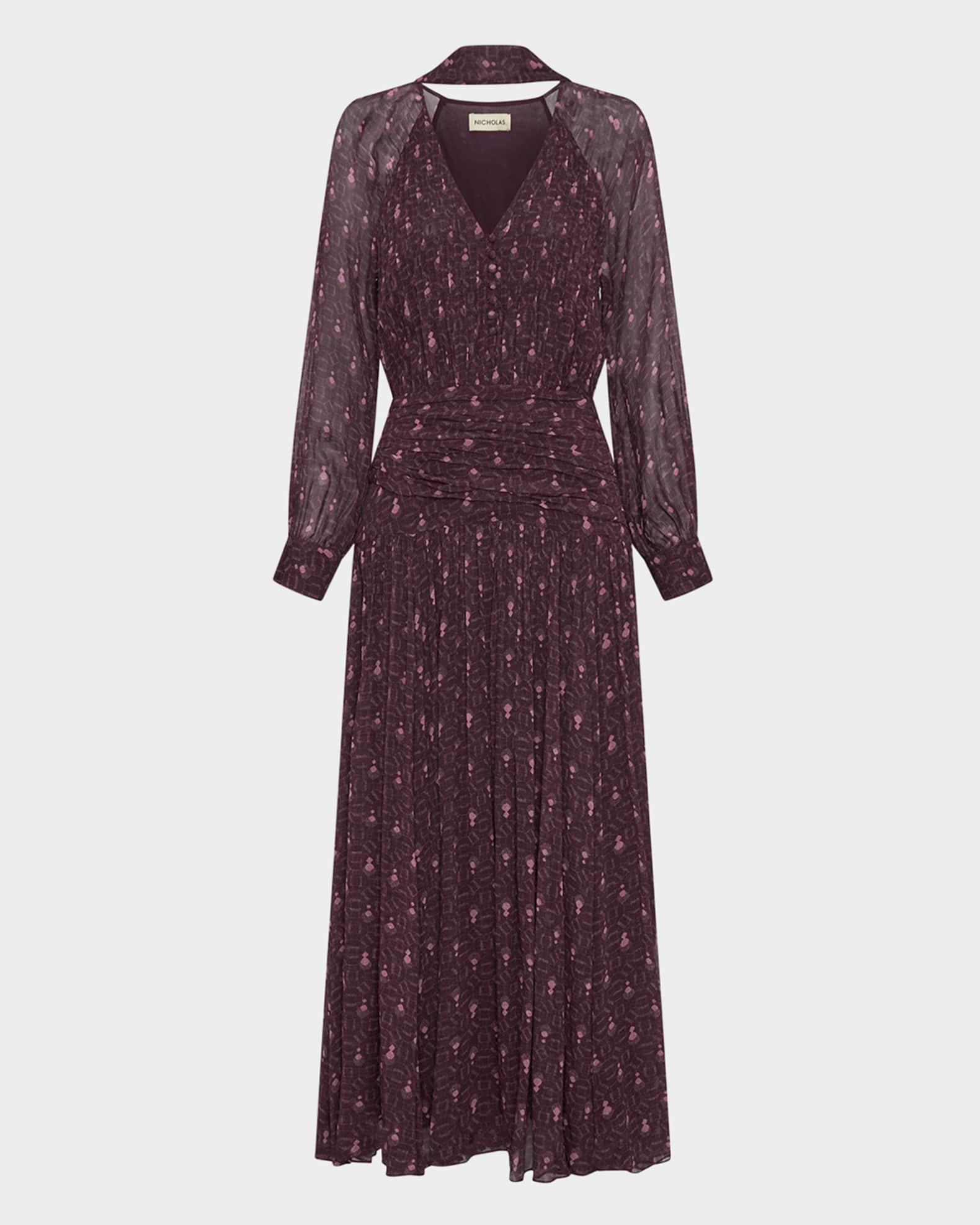 Draya Ruched Tie-Neck Viscose Maxi Dress Product Image