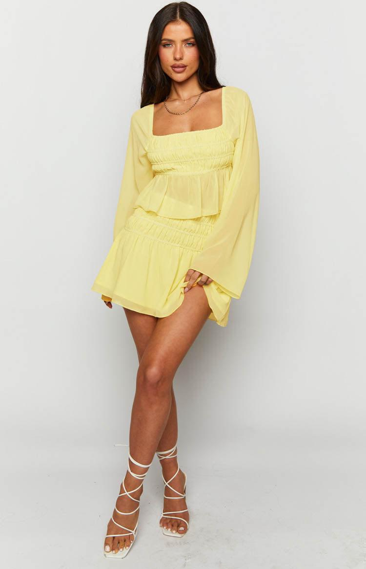 Sean Yellow Chiffon Long Sleeve Top Product Image