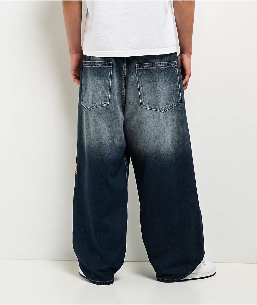 Adam Bomb Variety Patch Blue Wash Baggy Jeans Product Image