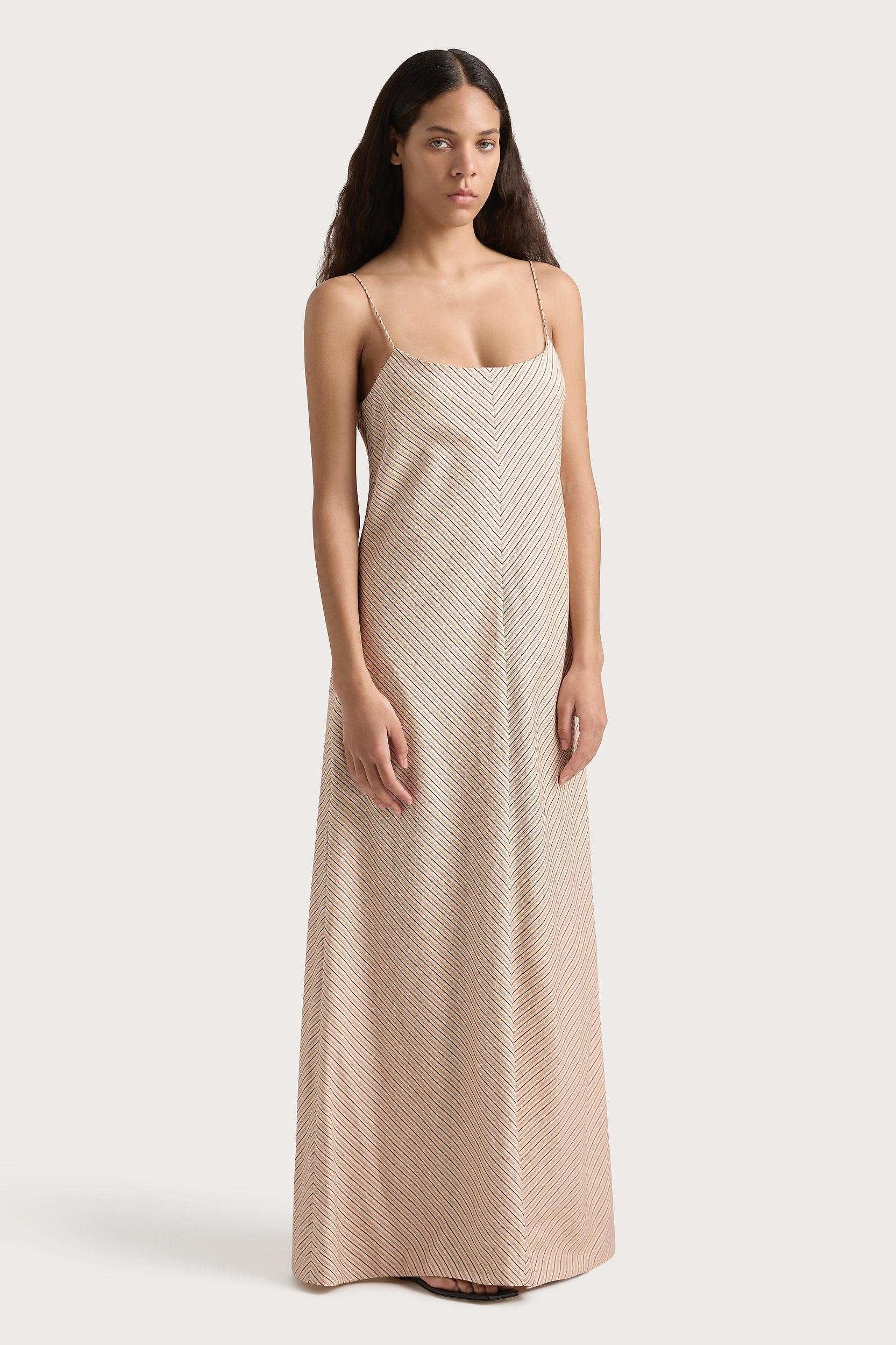 Elyna Maxi Dress Pinstripe Garnet Blush - Final Sale Product Image
