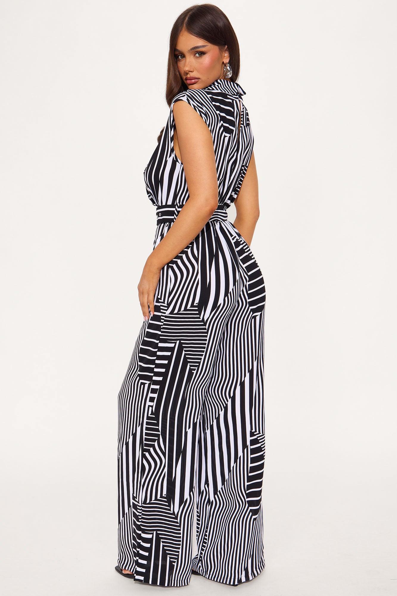 Sunny Days Ahead Jumpsuit - White/Black Product Image