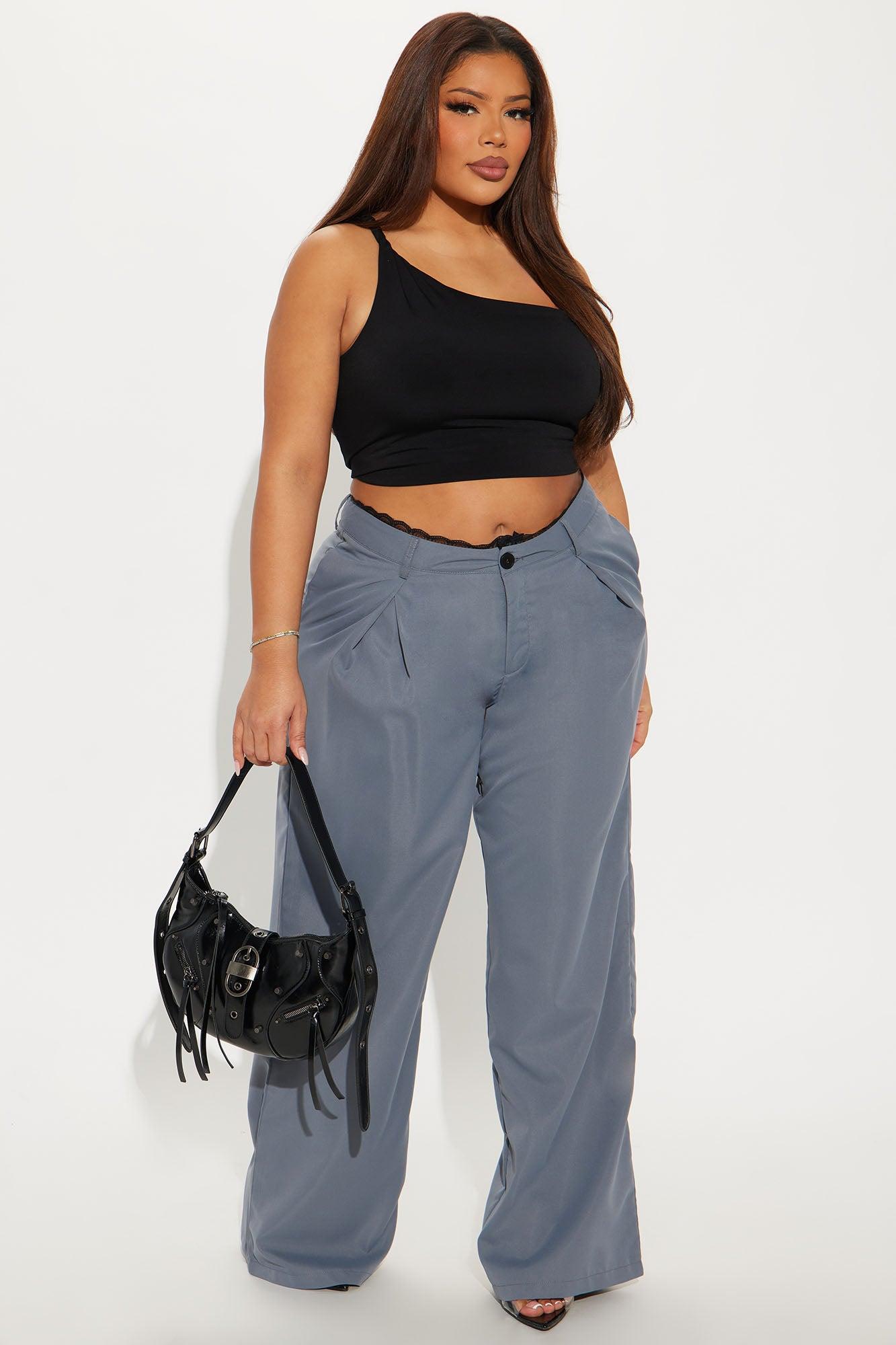 To My Heart Lace Trim Trouser Pant - Charcoal Product Image