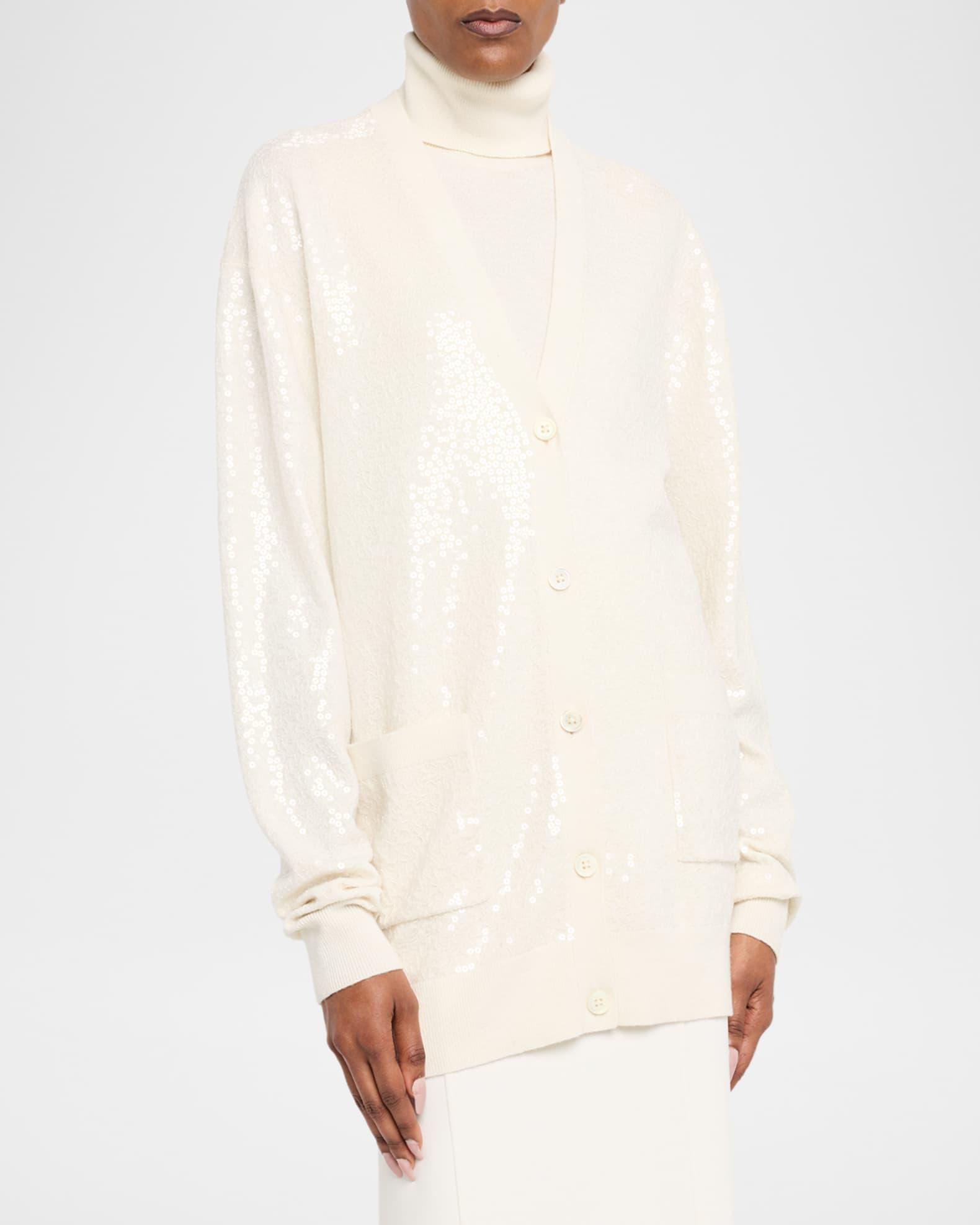 Embellished Sequin Oversized Cashmere Cardigan Product Image