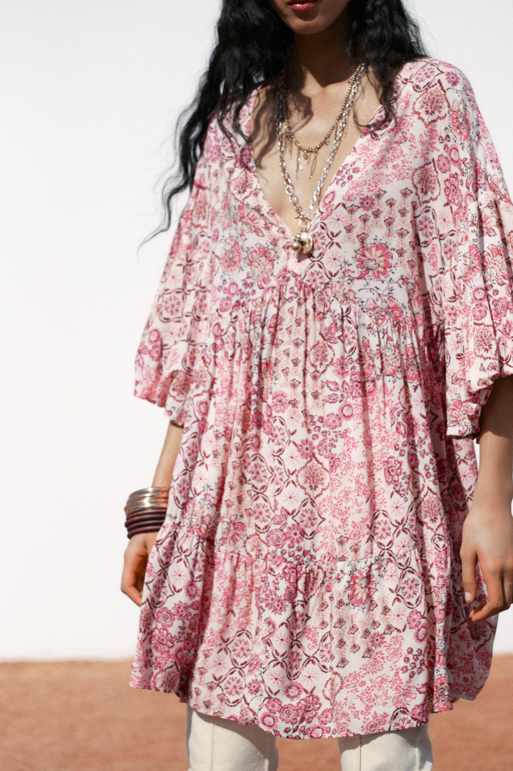 PUFF SLEEVE PRINT DRESS Product Image