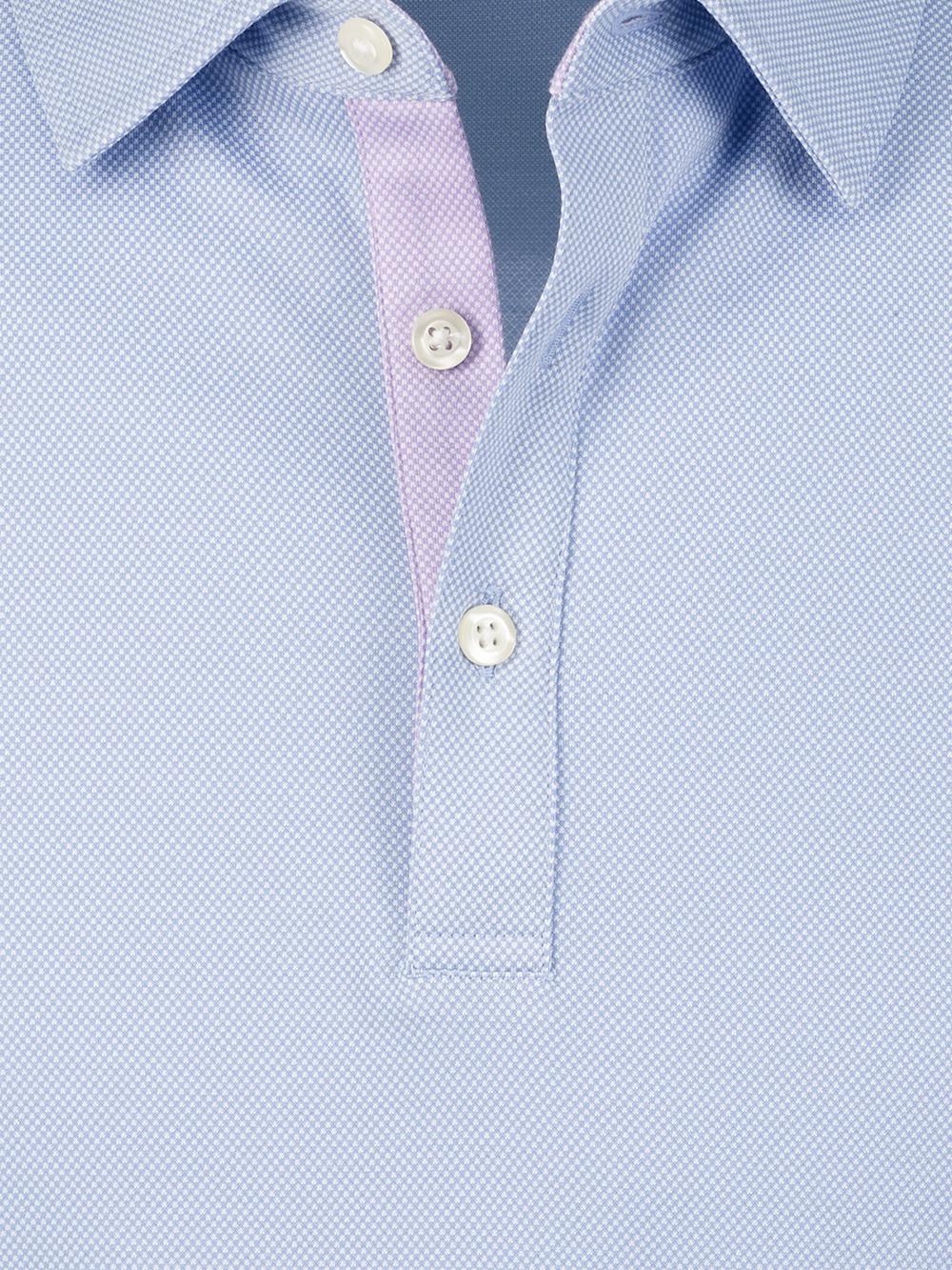Cotton Blend Three Button Polo - Blue Product Image