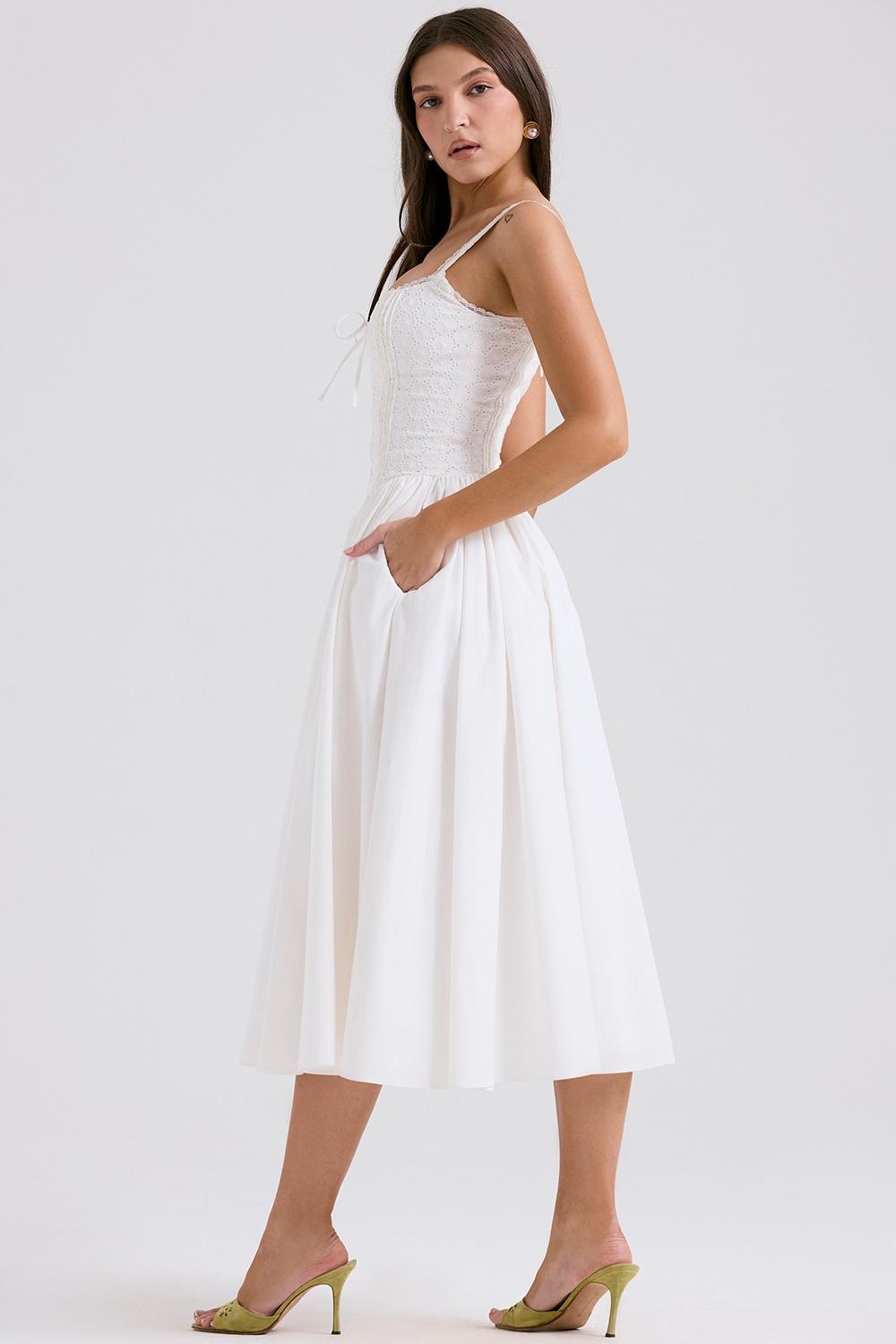 Milia  white broderie anglais & cotton midi dress Product Image