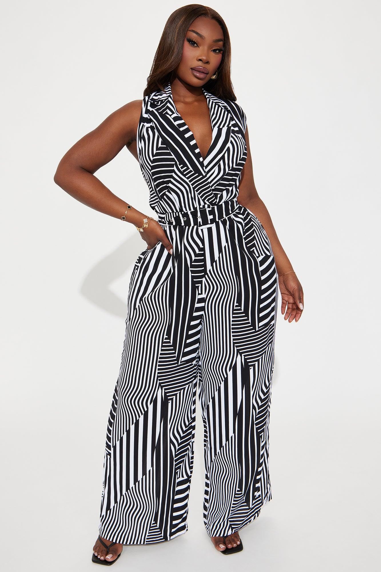 Sunny Days Ahead Jumpsuit - White/Black Product Image