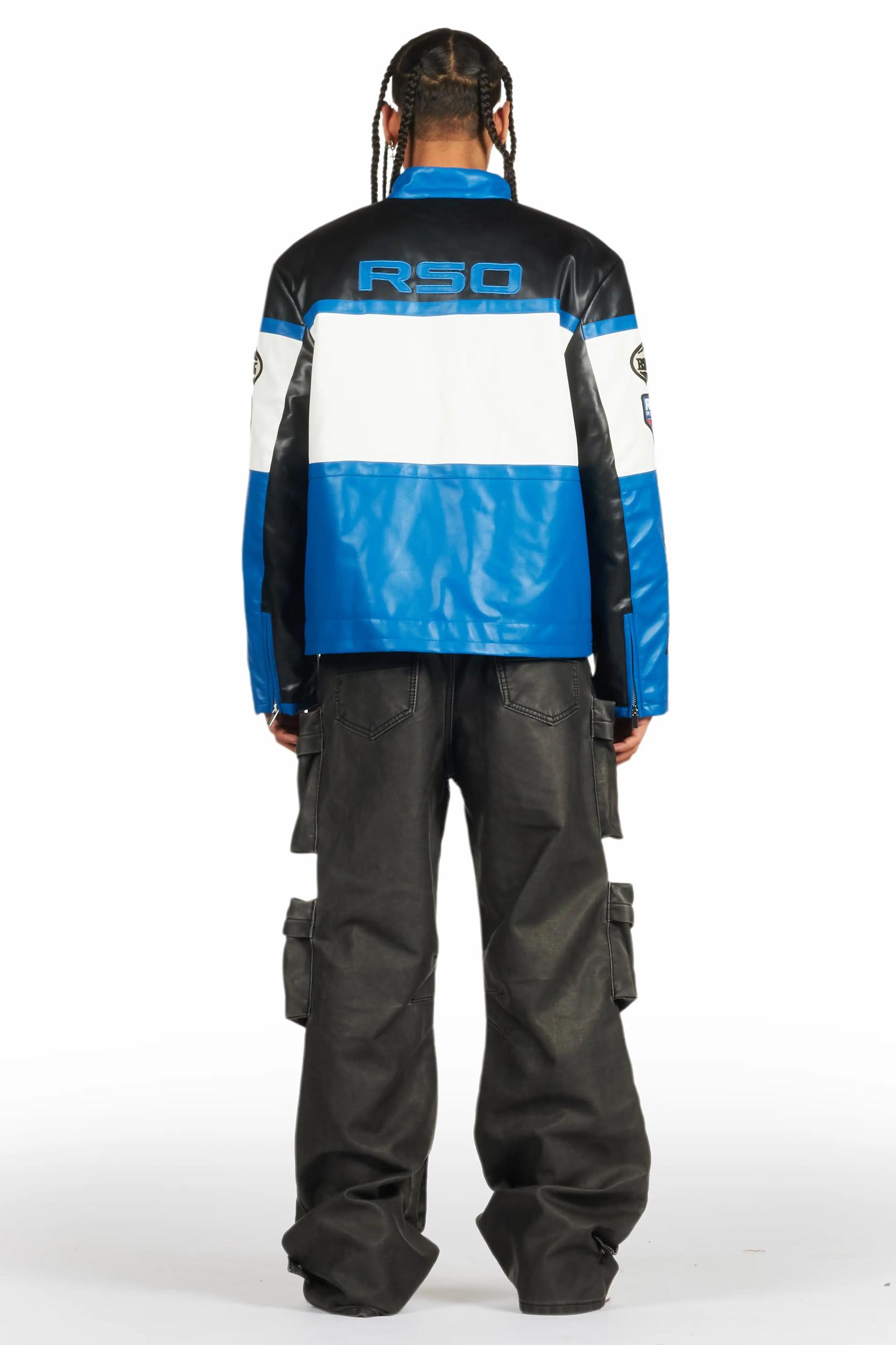 Lenz Black Distressed PU Stacked Leather Jean Male Product Image