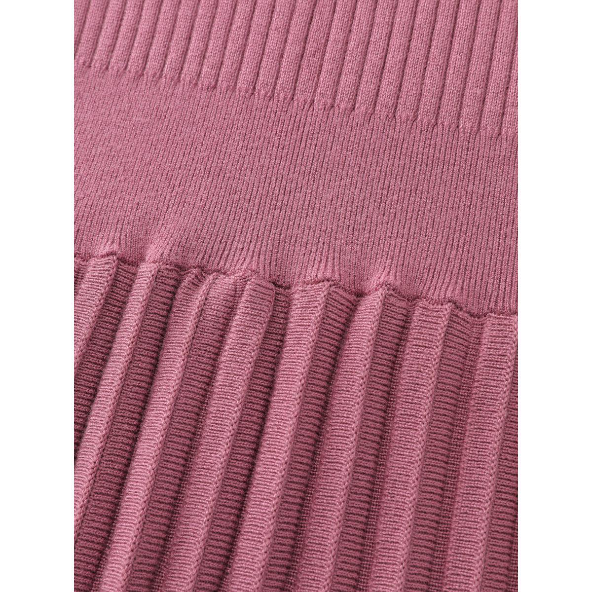 Plus Size Ribbed Cinched-Waist Bowtie Sweater Dress DustyPink Women Timeless Bodycon Long Sleeve Elegant Sweater Dresses BloomChic 28/5X Product Image