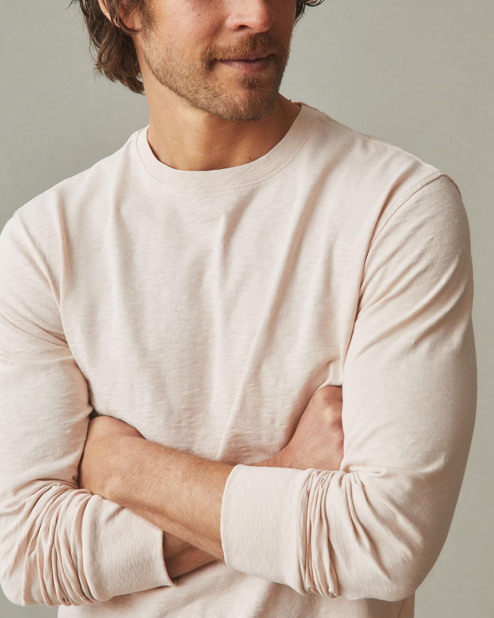 Men's Premium Slub Long Sleeve Crew Tee  - Almond Peach Male Product Image