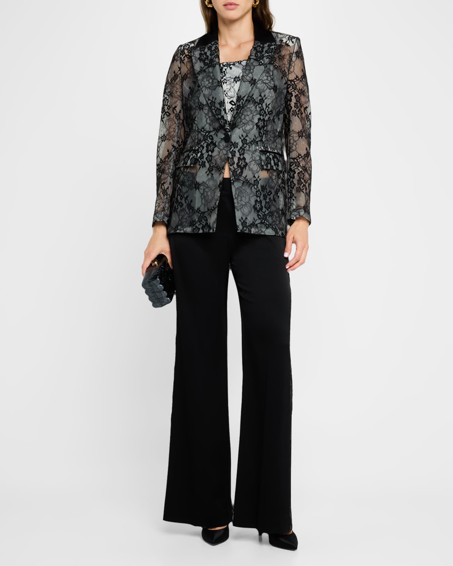 Cropped Flocked Lace Corset Blouse Product Image