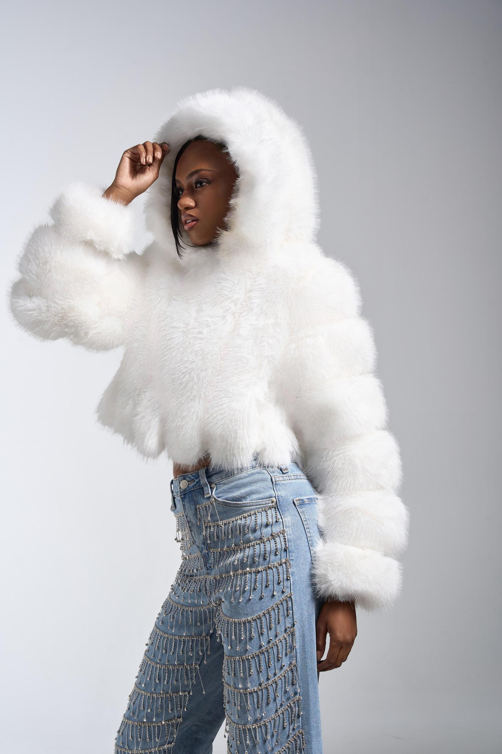 JOLENE FAUX FUR COAT IN WHITE Product Image