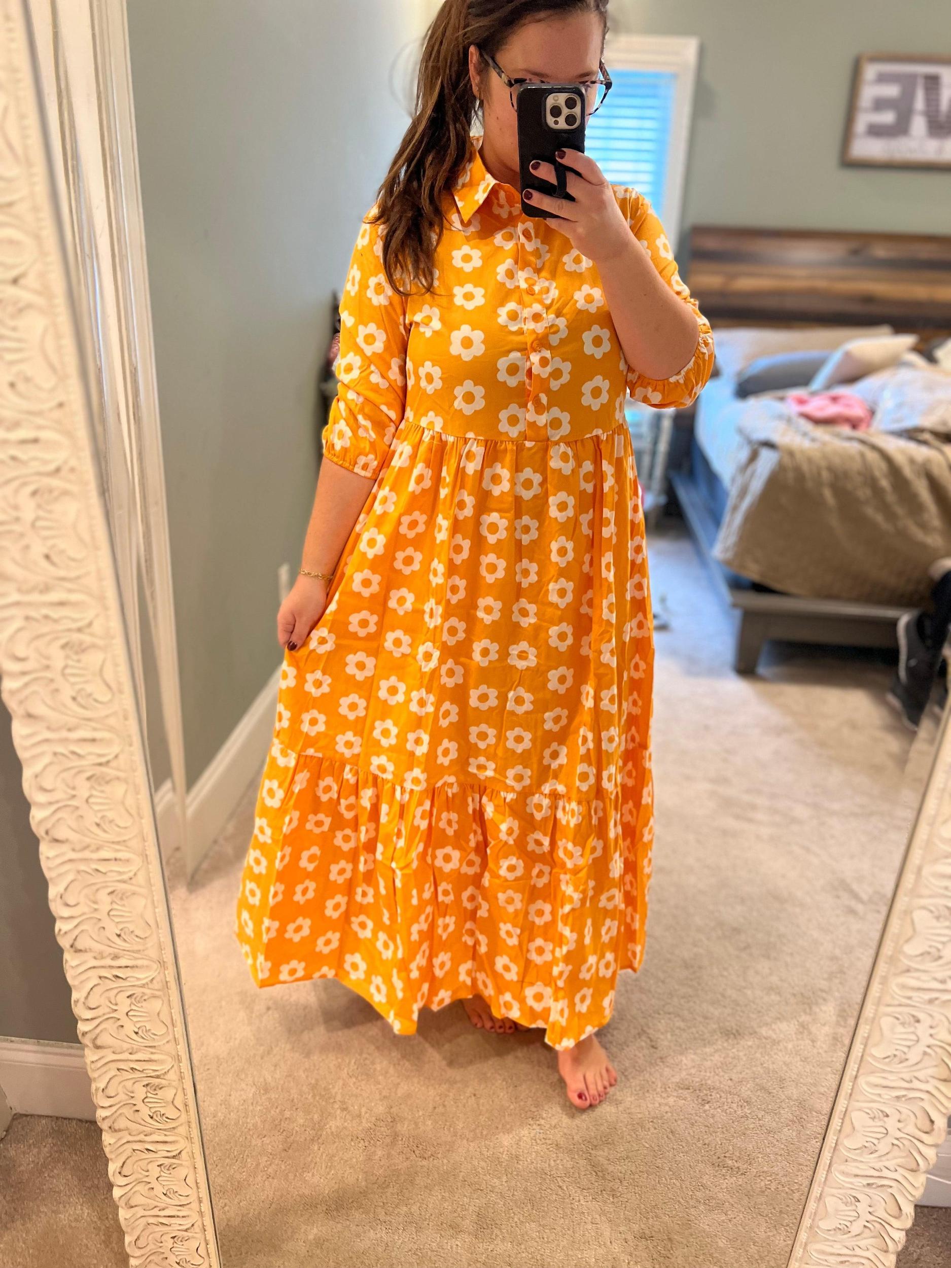 Floral Tiered Dress- Yellow Product Image