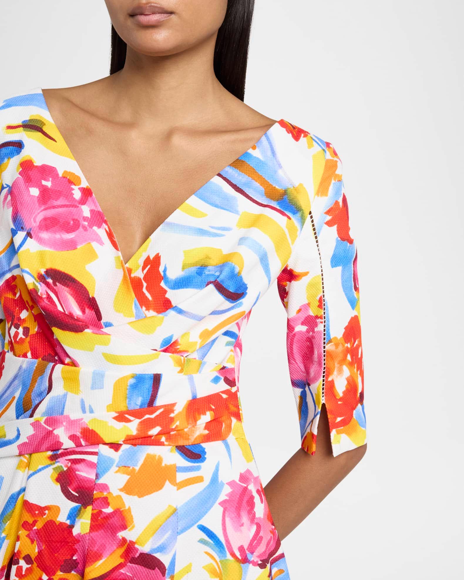 Painter Blossoms Pique Draped Dress Product Image