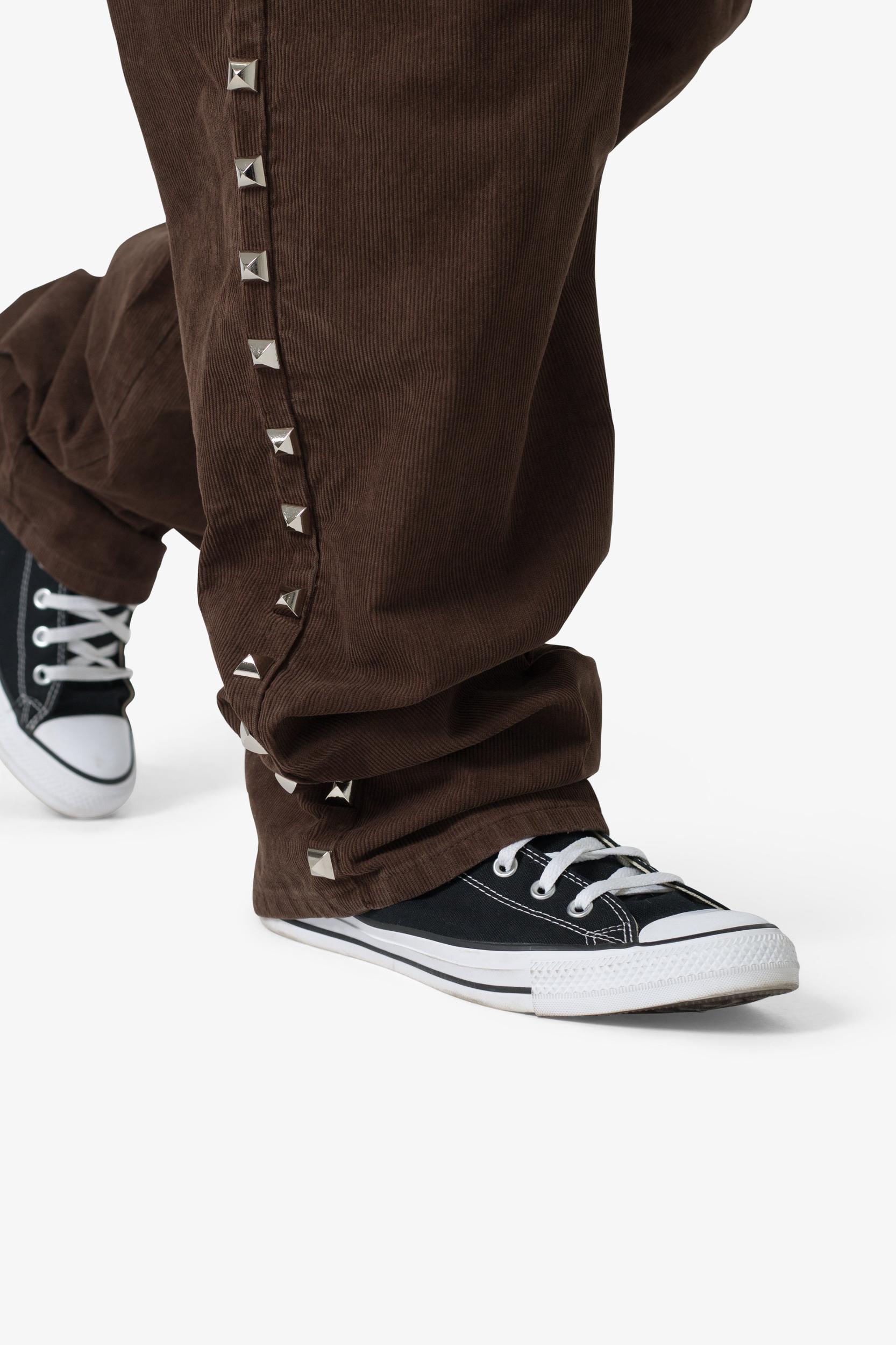 Ultra Baggy Studded Corduroy Pants - Brown Product Image