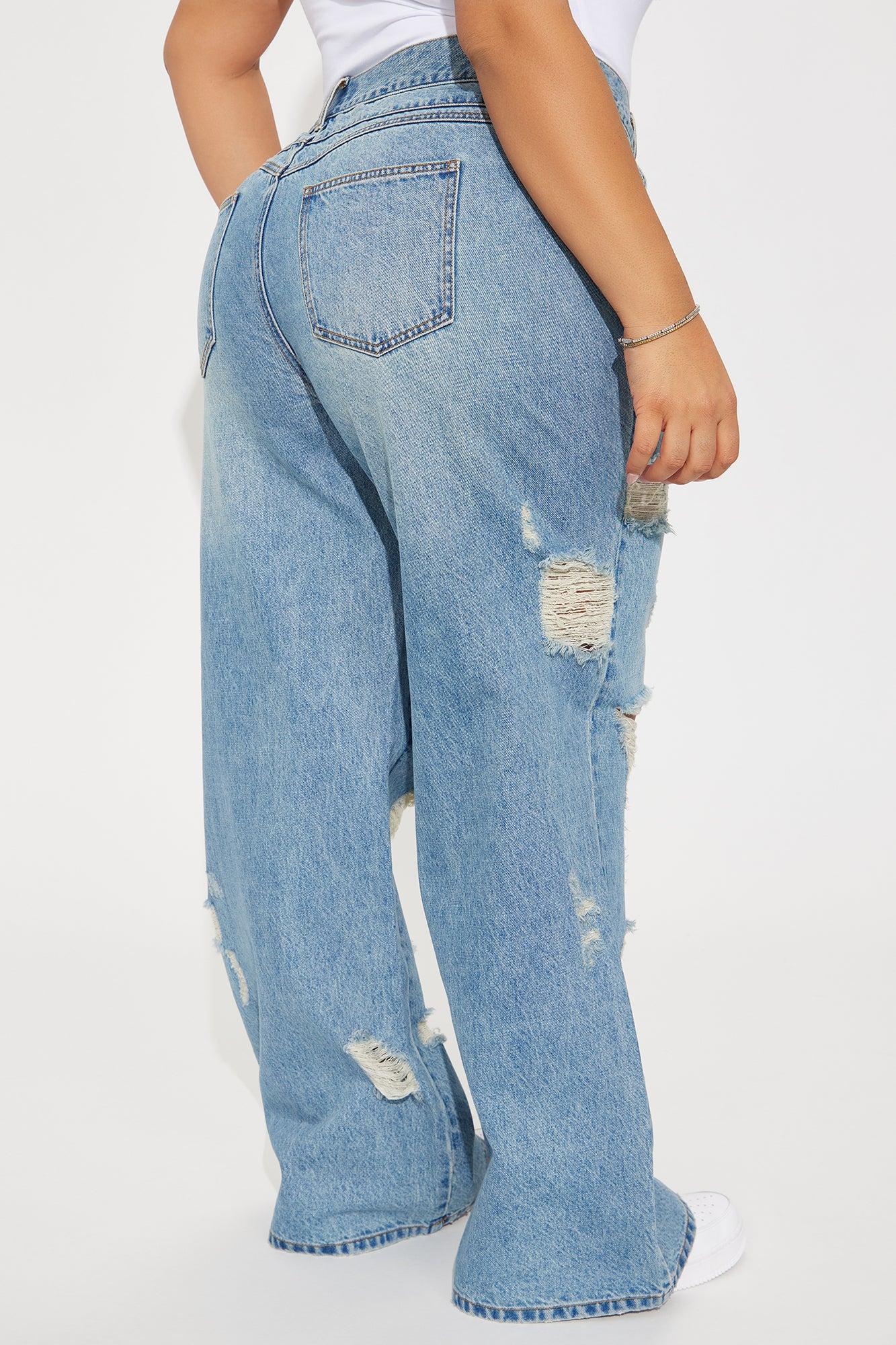 Melany Ripped Wide Leg Jeans - Medium Wash Product Image
