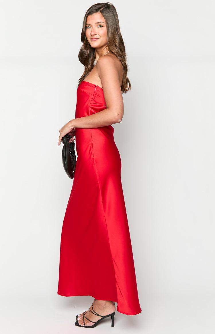 Cassander Red Strapless Maxi Dress Product Image
