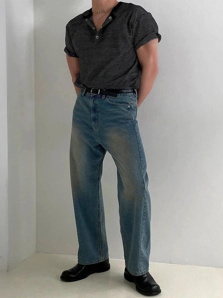 RT No. 19005 BLACK STRIPE HENRY COLLAR SHORT SLEEVE Product Image