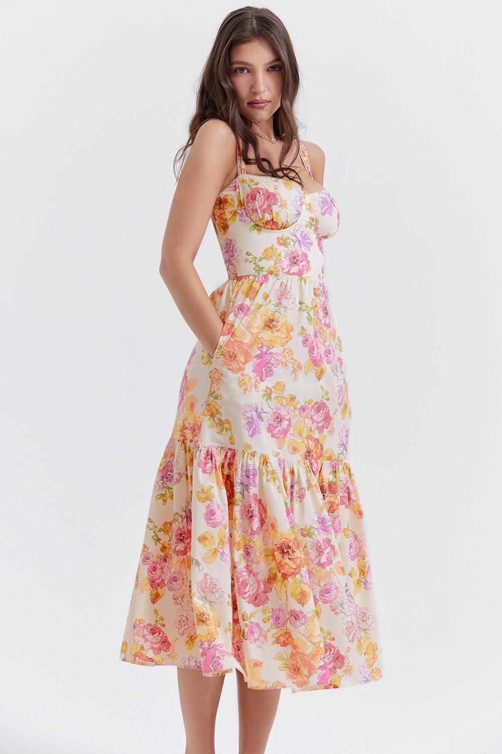 Elia  ivory floral midi sundress Product Image