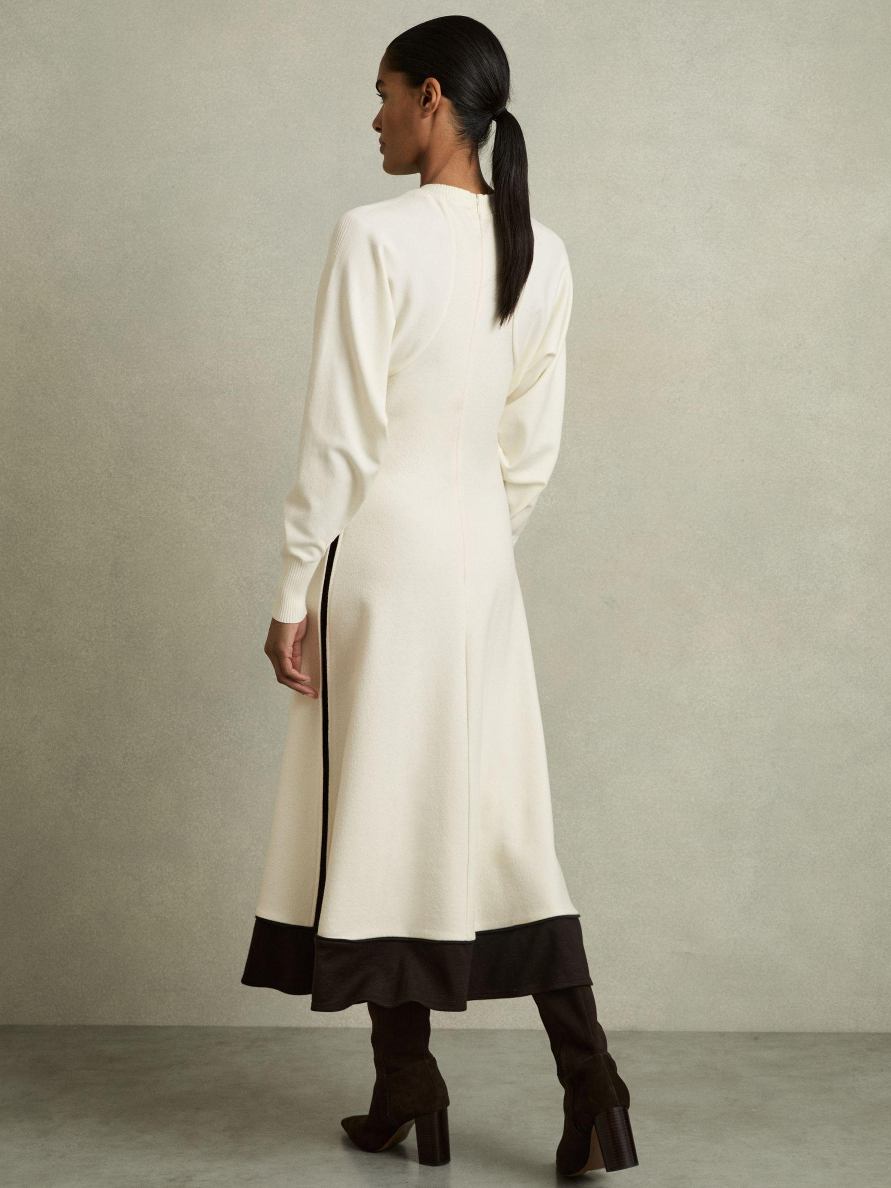Wool-Blend Hybrid Knitted Midi Dress in Ivory Product Image