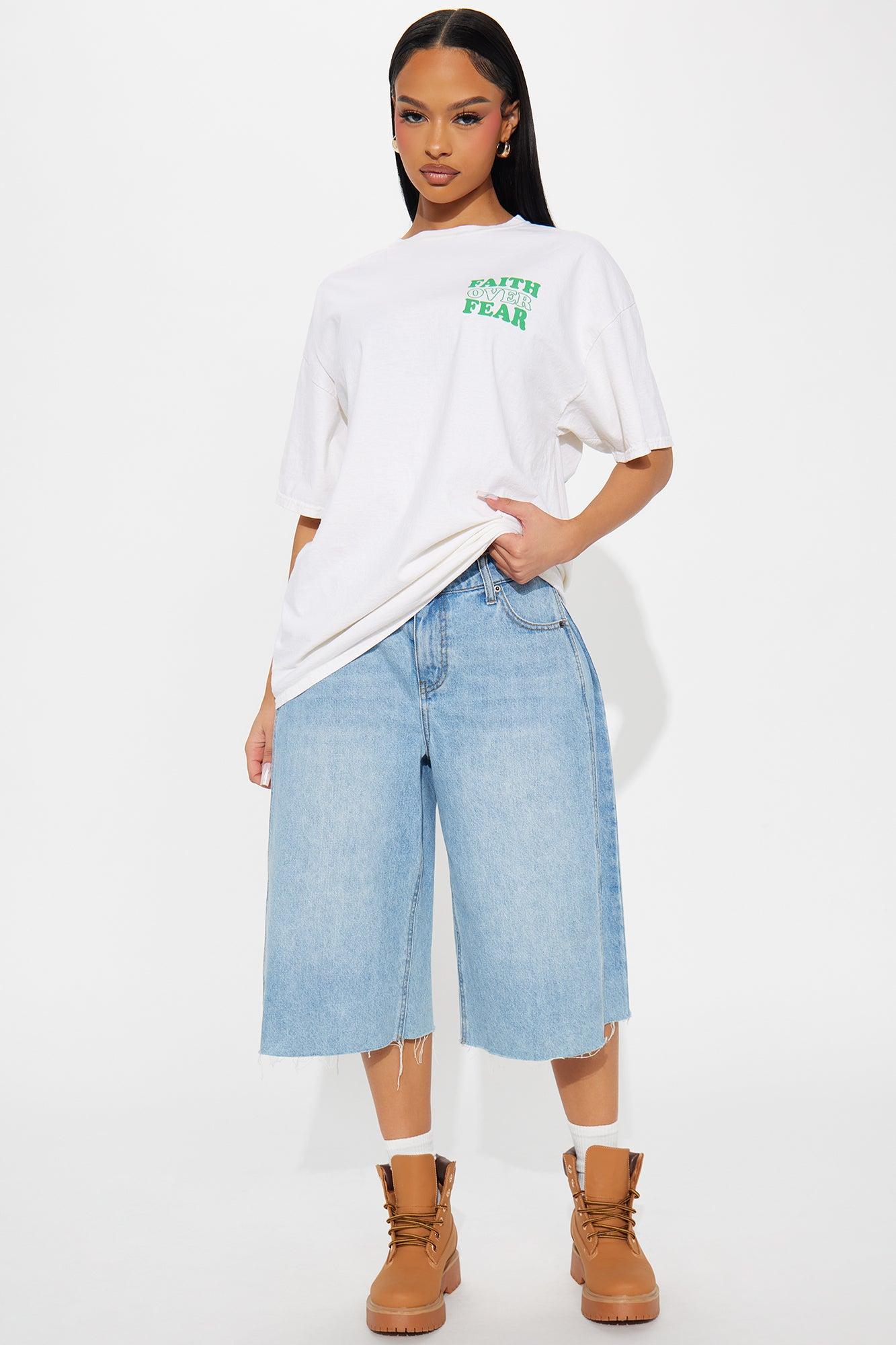 Faith Over Fear Always Washed Oversized Tee - Natural Product Image