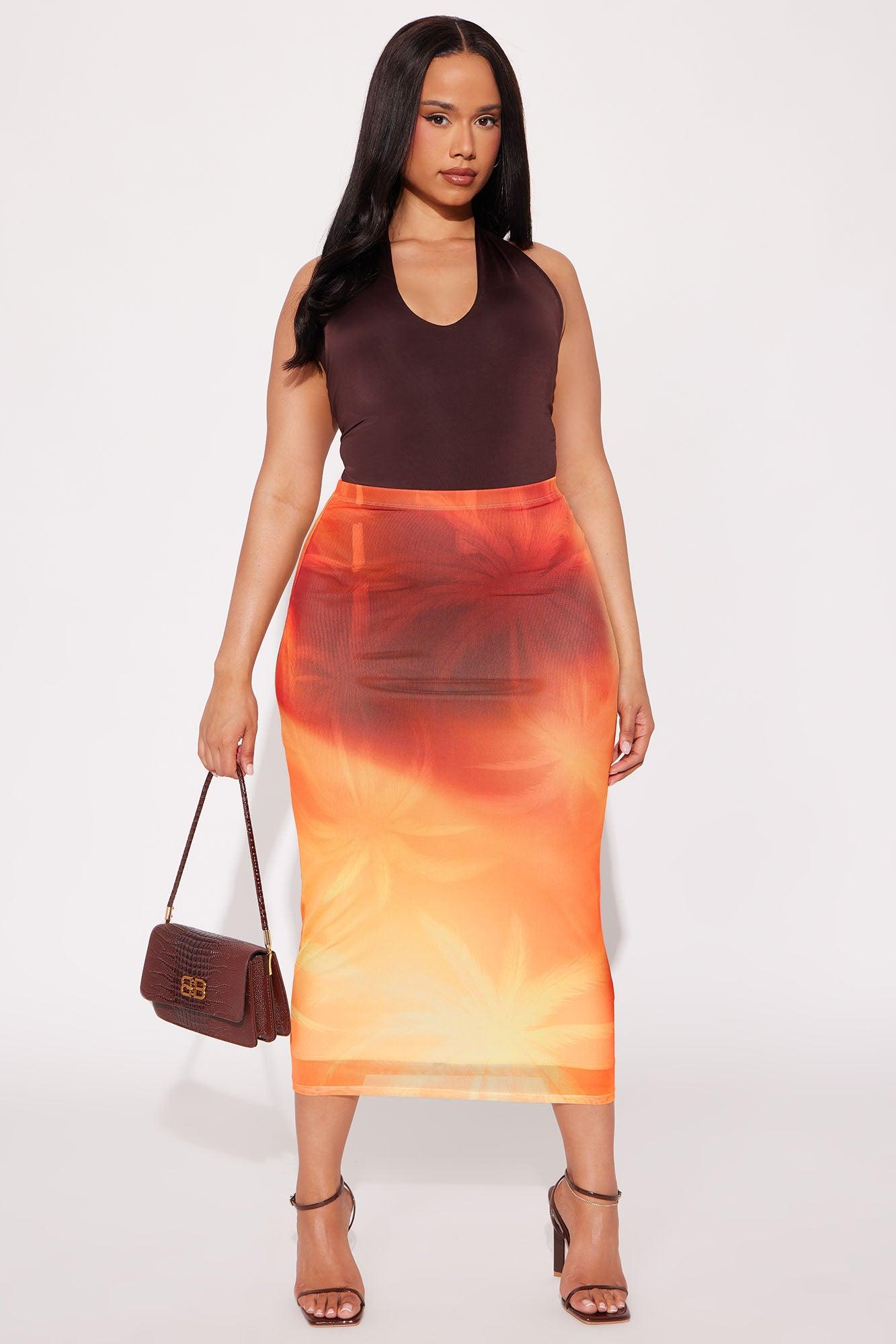 Tropic Vibe Mesh Midi Skirt - Pink/combo Product Image