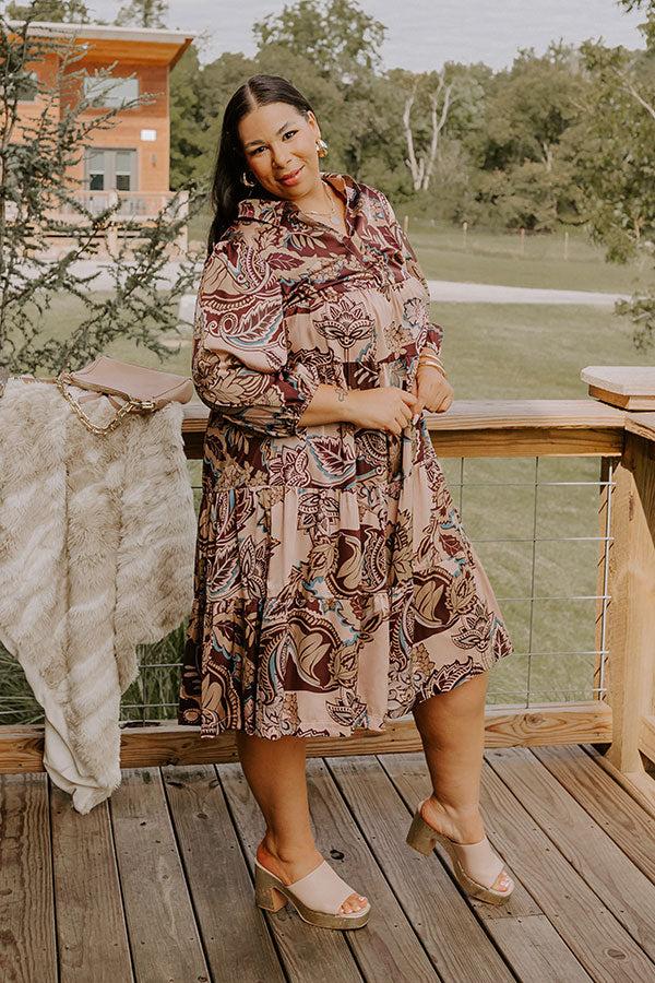 Wine Mixer Meet Up Satin Floral Midi Curves Product Image