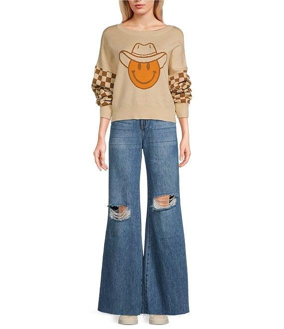 Originality Long Sleeve Cowboy Smiley Sweater Product Image