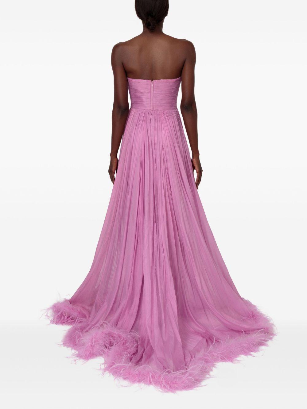 feather-trimmed pleated maxi dress Product Image