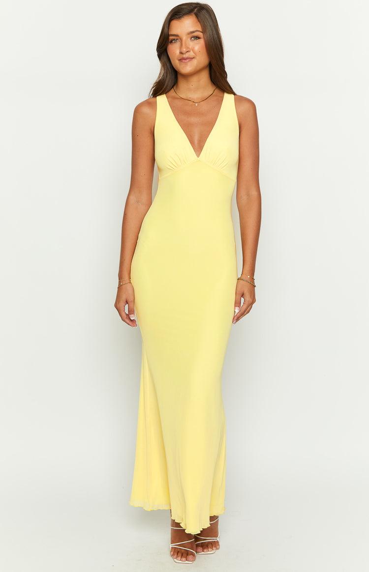Sunflower Yellow Mesh Maxi Dress Product Image