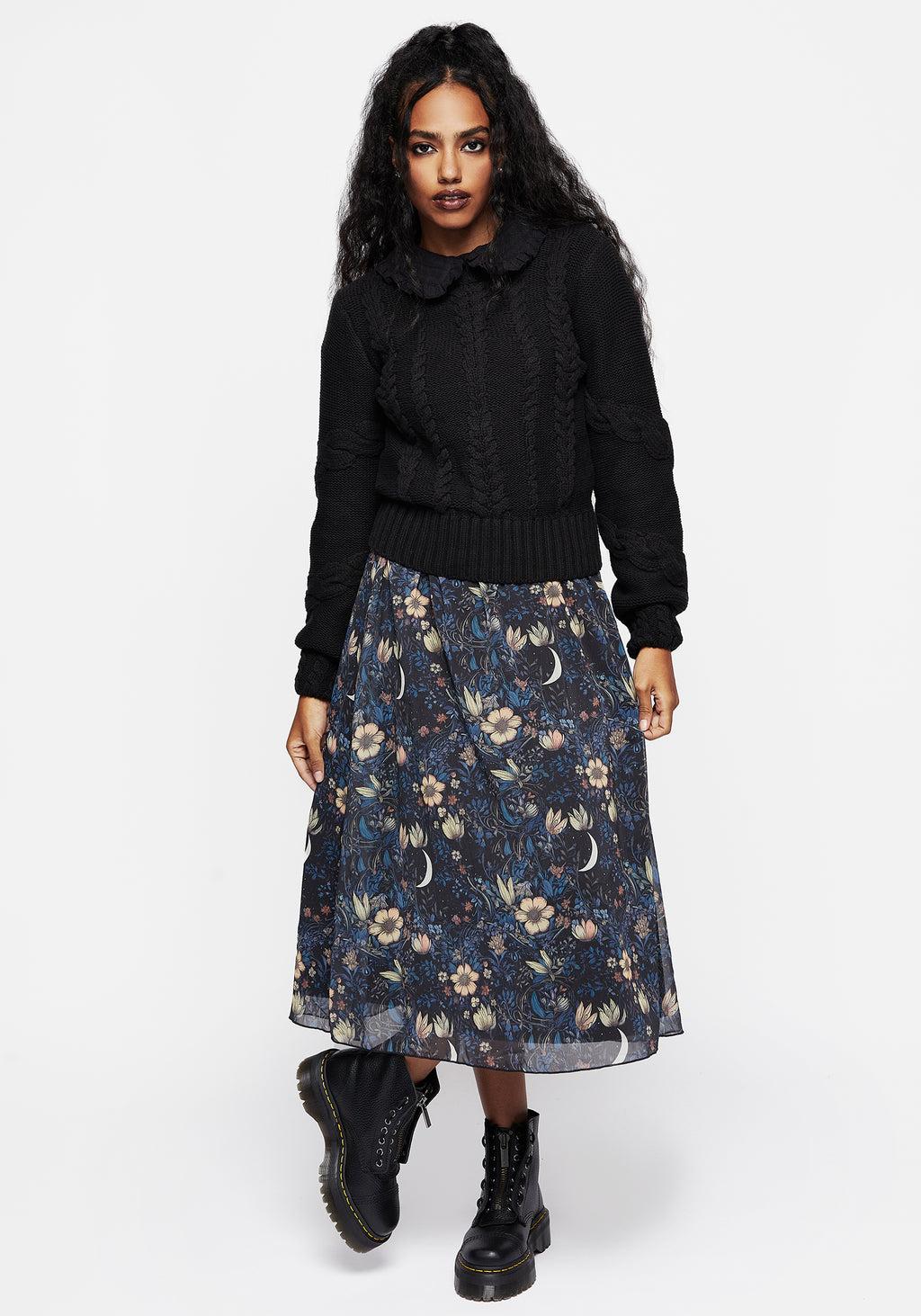 Primrose Floral Chiffon Midi Skirt Product Image