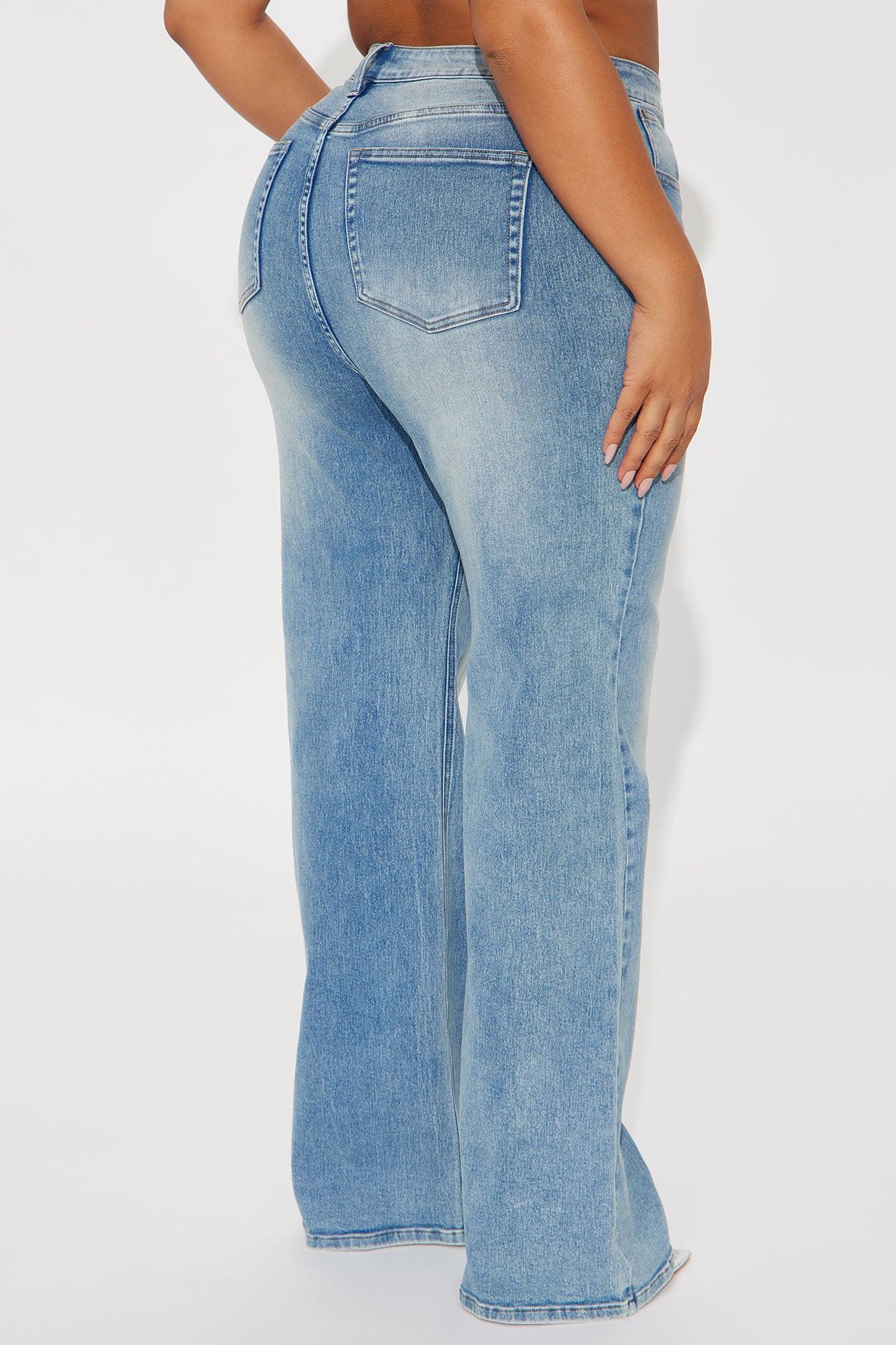 Make My Day Stretch Wide Leg Jeans - Vintage Wash Female Product Image