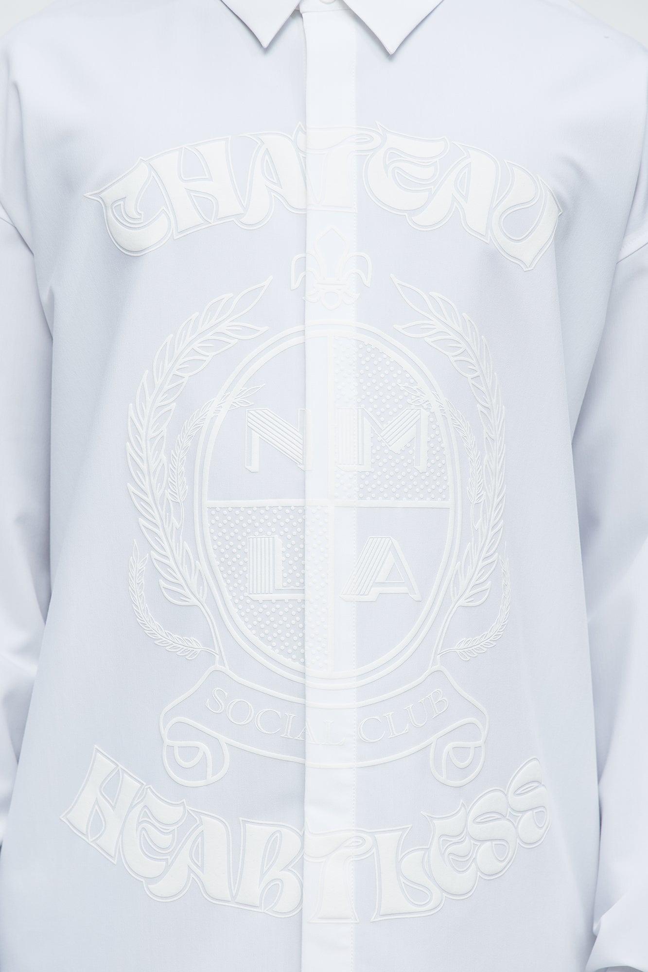 Oversized Relaxed Chateau Long Sleeve Button Up Shirt - White/combo Product Image